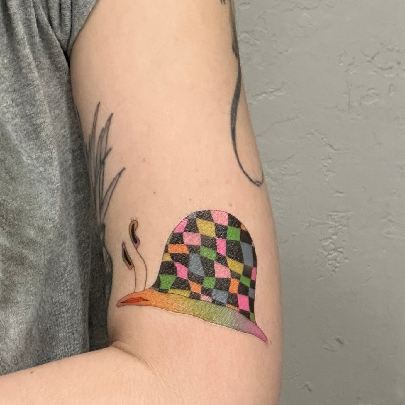 Checkerboard Snail Temporary Tattoo
