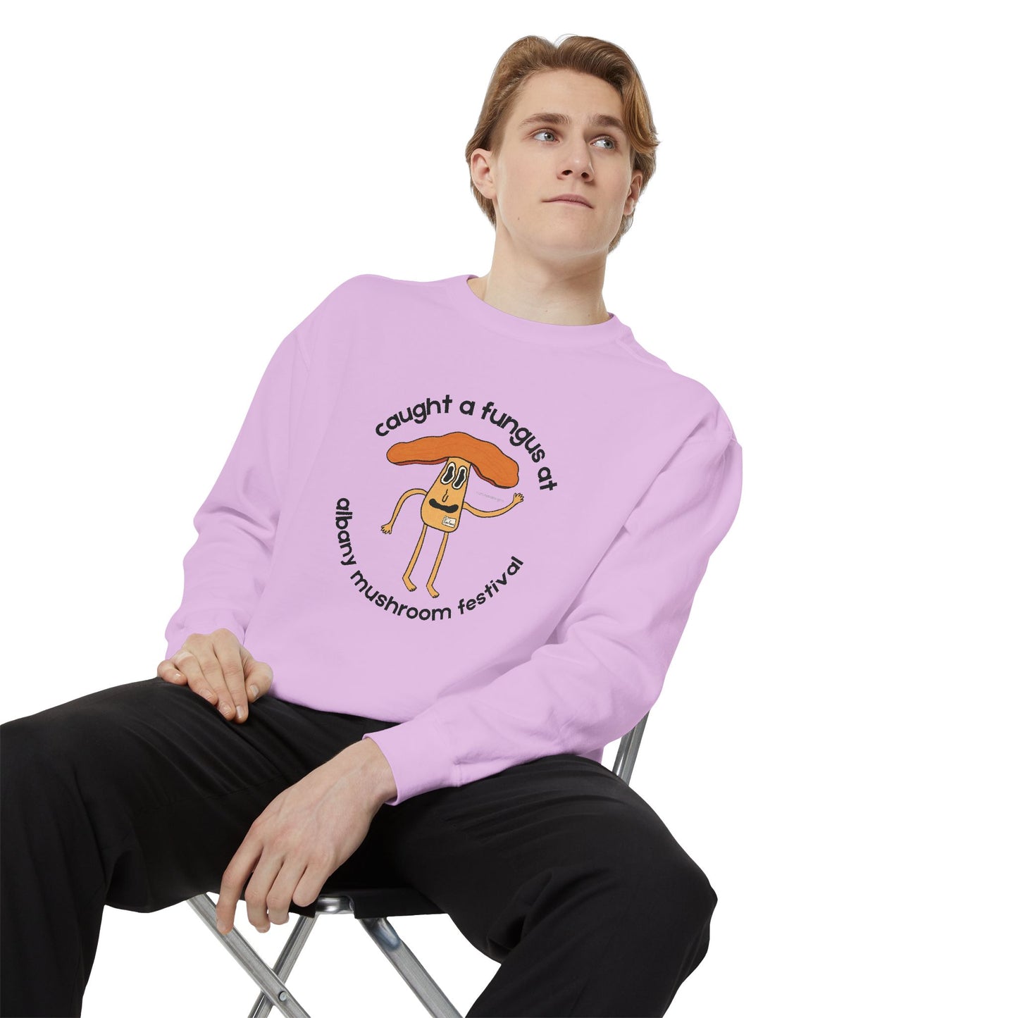 Fun Gus Crewneck - "Caught a Fungus At Albany Mushroom Festival" | Mushroom Festival Sweatshirt - Caught a Fungus Design, Unisex Cozy Top, Fall Fashion, Nature Lover Gift, Foraging, Fungi Lover