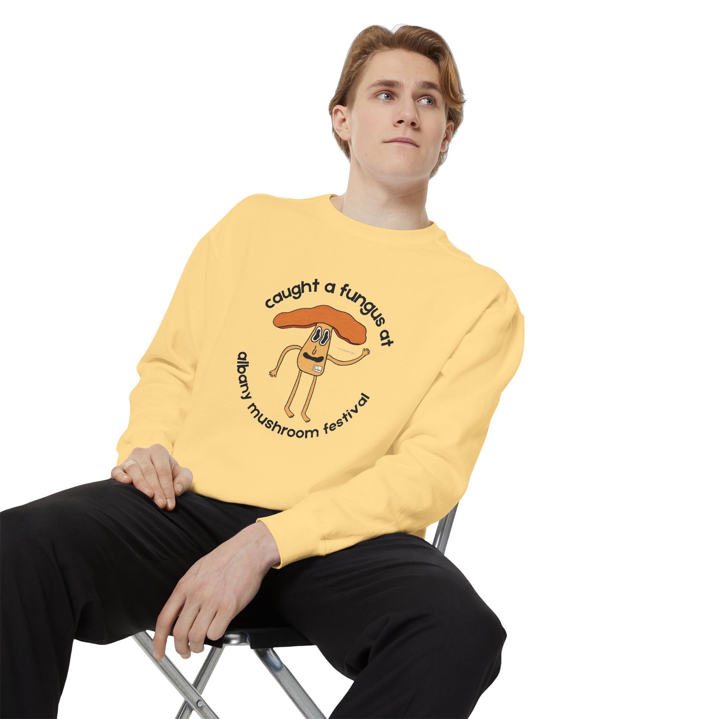 Fun Gus Crewneck - "Caught a Fungus At Albany Mushroom Festival" | Mushroom Festival Sweatshirt - Caught a Fungus Design, Unisex Cozy Top, Fall Fashion, Nature Lover Gift, Foraging, Fungi Lover