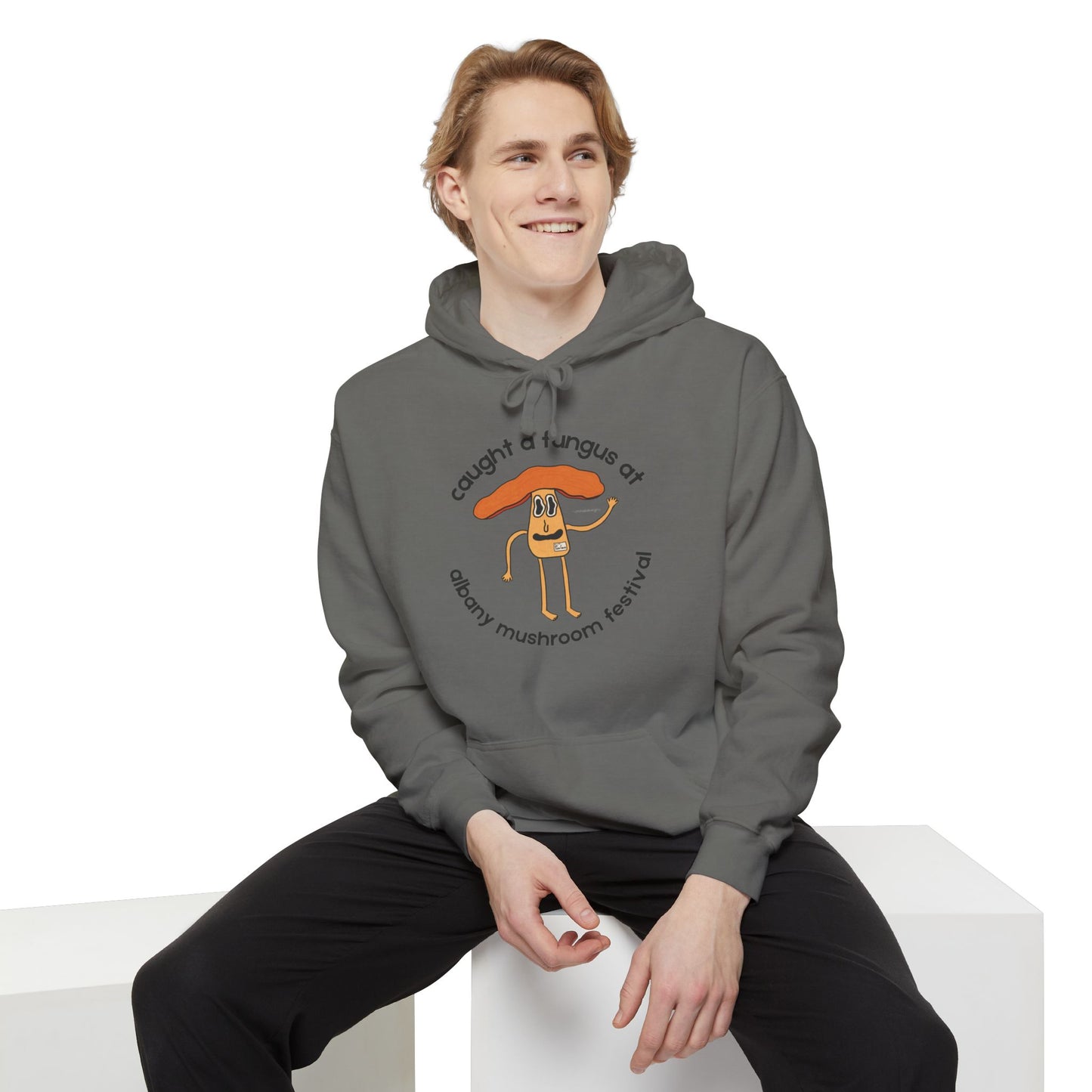 Fun Gus - "Caught a Fungus At Albany Mushroom Festival Hoodie |Mushroom Festival Sweatshirt - Caught a Fungus Design, Unisex Cozy Top, Fall Fashion, Nature Lover Gift, Foraging, Fungi Lover