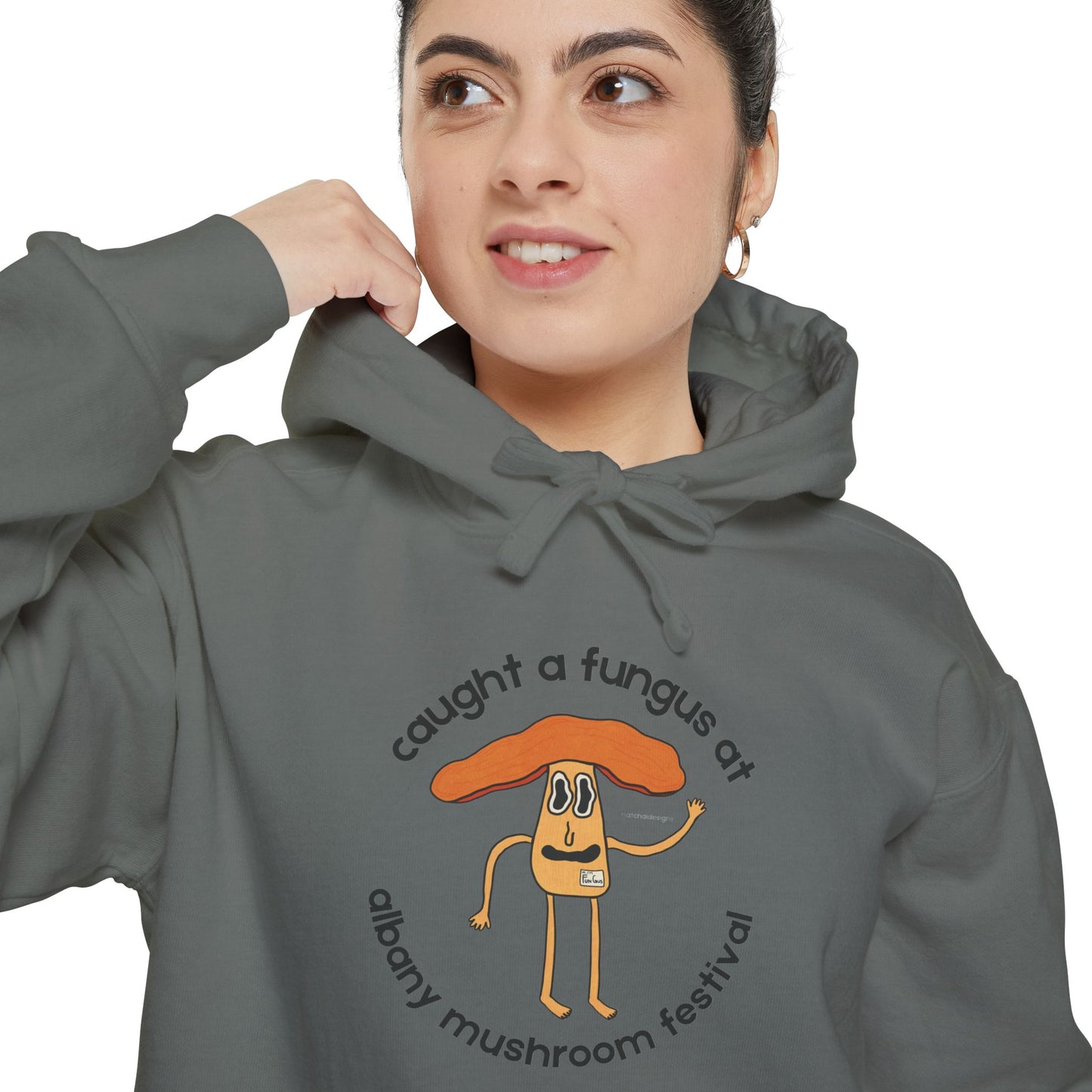 Fun Gus - "Caught a Fungus At Albany Mushroom Festival Hoodie |Mushroom Festival Sweatshirt - Caught a Fungus Design, Unisex Cozy Top, Fall Fashion, Nature Lover Gift, Foraging, Fungi Lover