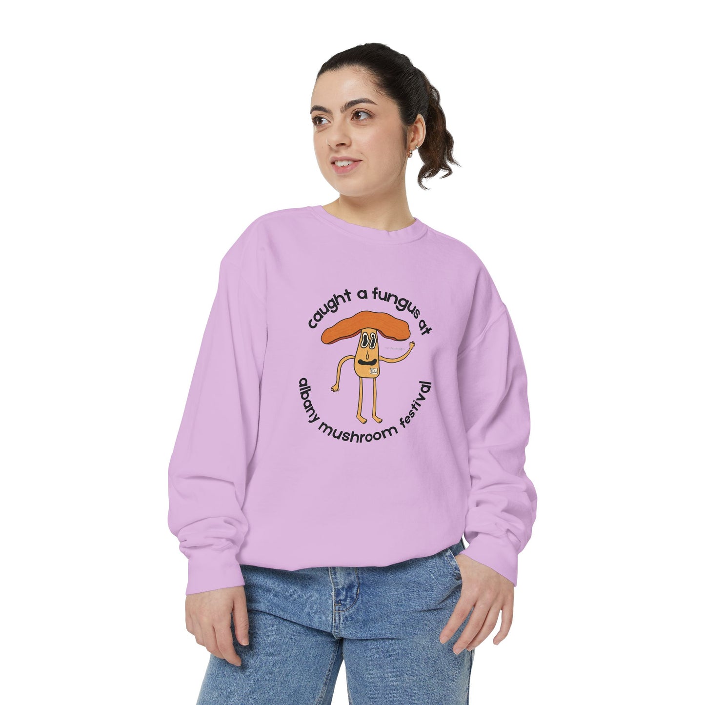 Fun Gus Crewneck - "Caught a Fungus At Albany Mushroom Festival" | Mushroom Festival Sweatshirt - Caught a Fungus Design, Unisex Cozy Top, Fall Fashion, Nature Lover Gift, Foraging, Fungi Lover