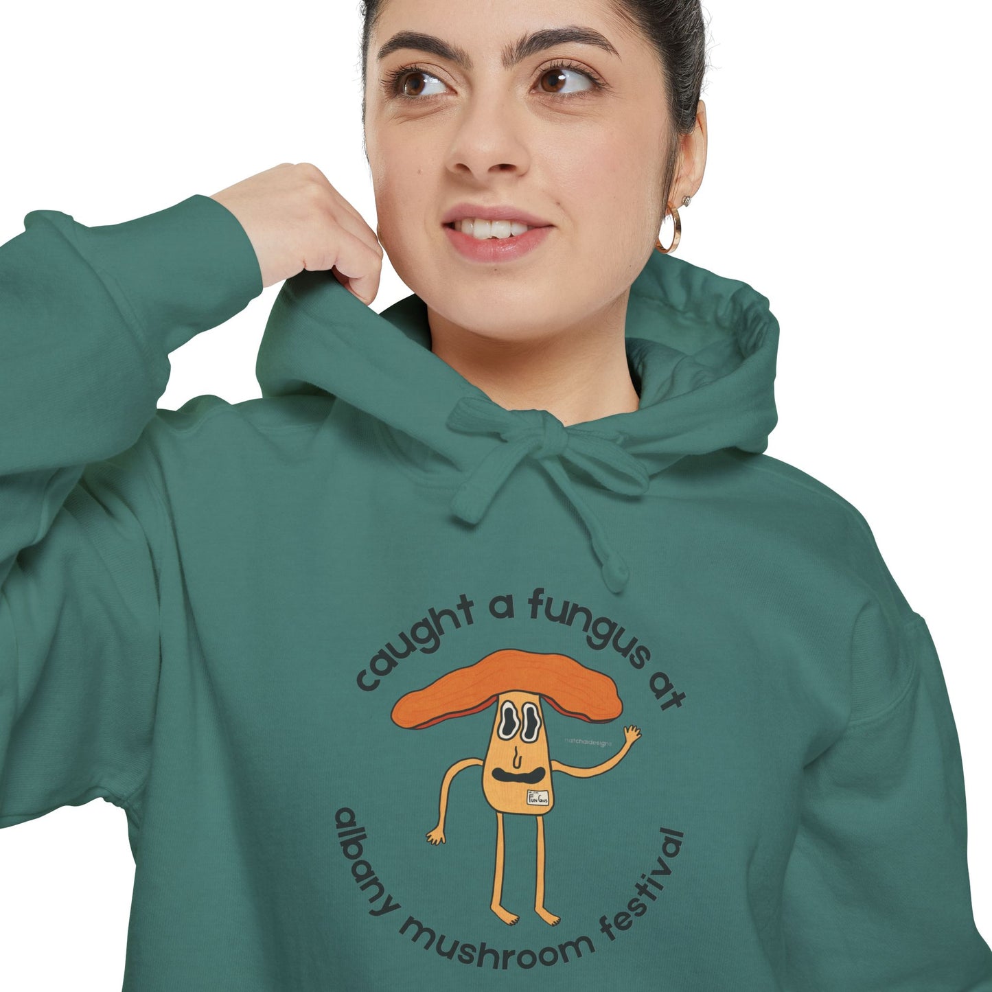 Fun Gus - "Caught a Fungus At Albany Mushroom Festival Hoodie |Mushroom Festival Sweatshirt - Caught a Fungus Design, Unisex Cozy Top, Fall Fashion, Nature Lover Gift, Foraging, Fungi Lover