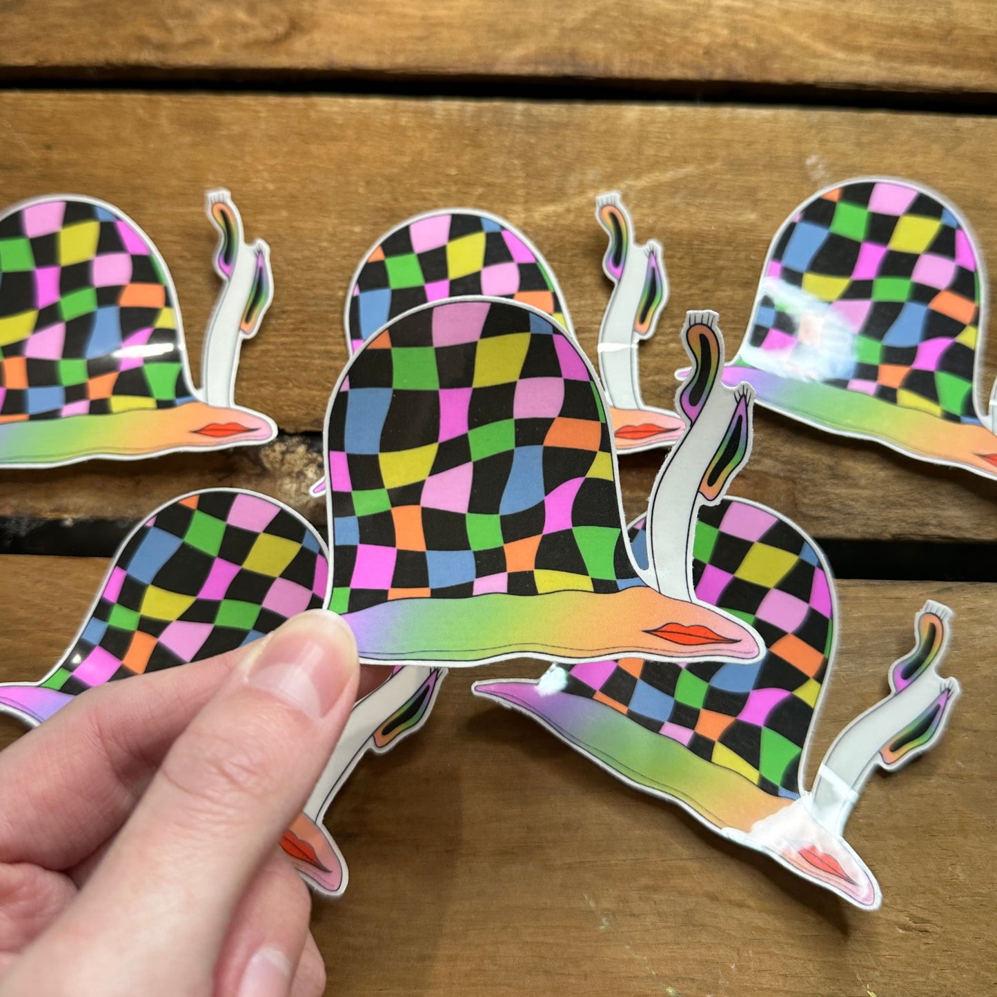 Checkerboard Snail Temporary Tattoo