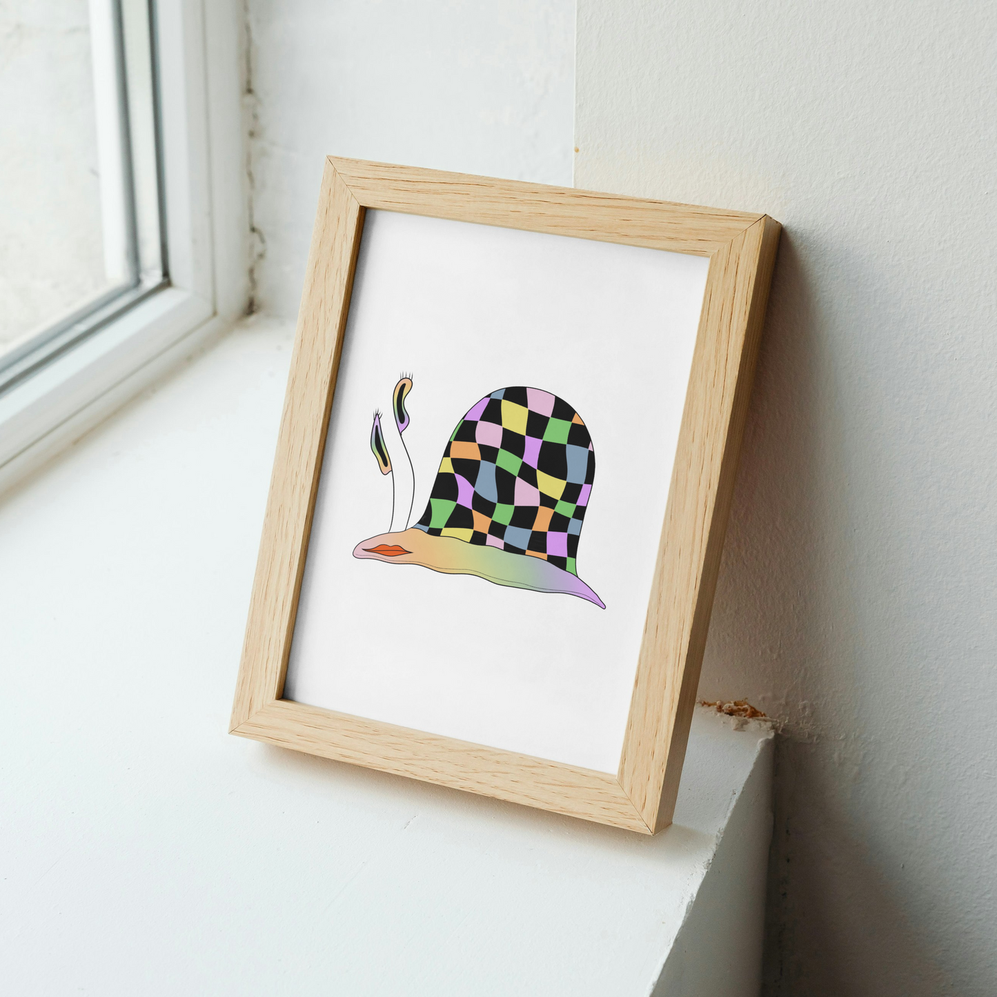 Checkerboard Snail Art Print