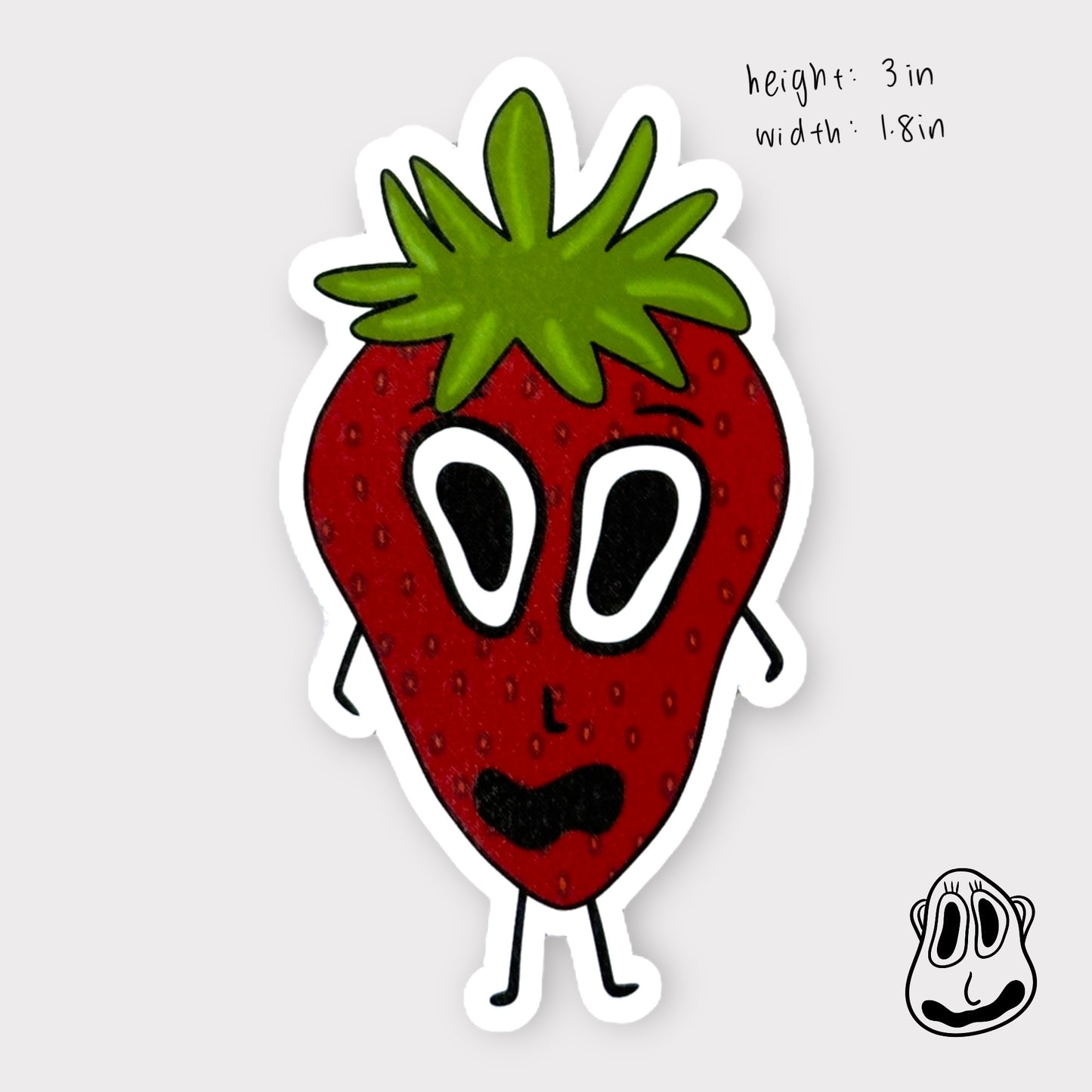 Strong Strawberry Sticker | Handmade Original Art Waterproof Vinyl Sticker