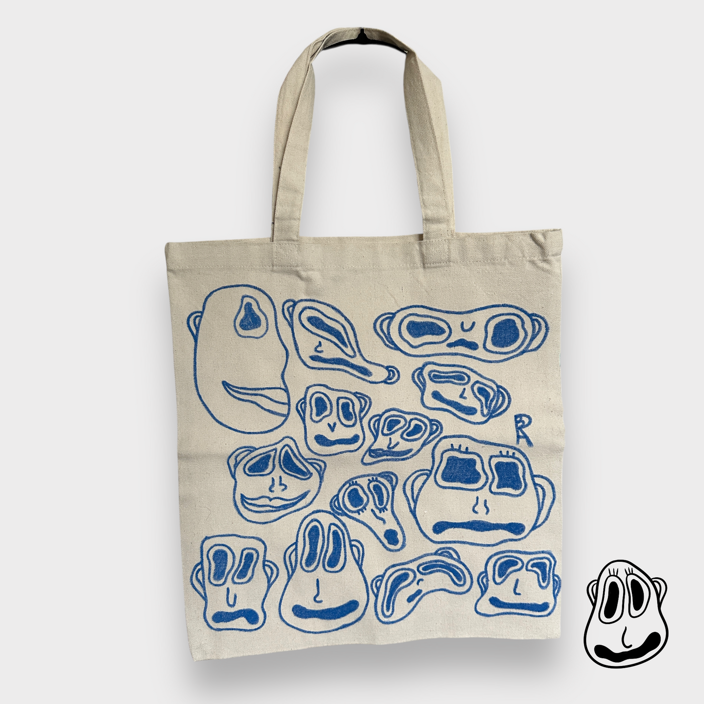 Blues Faces Tote | Hand Painted Recycled Cotton Bag