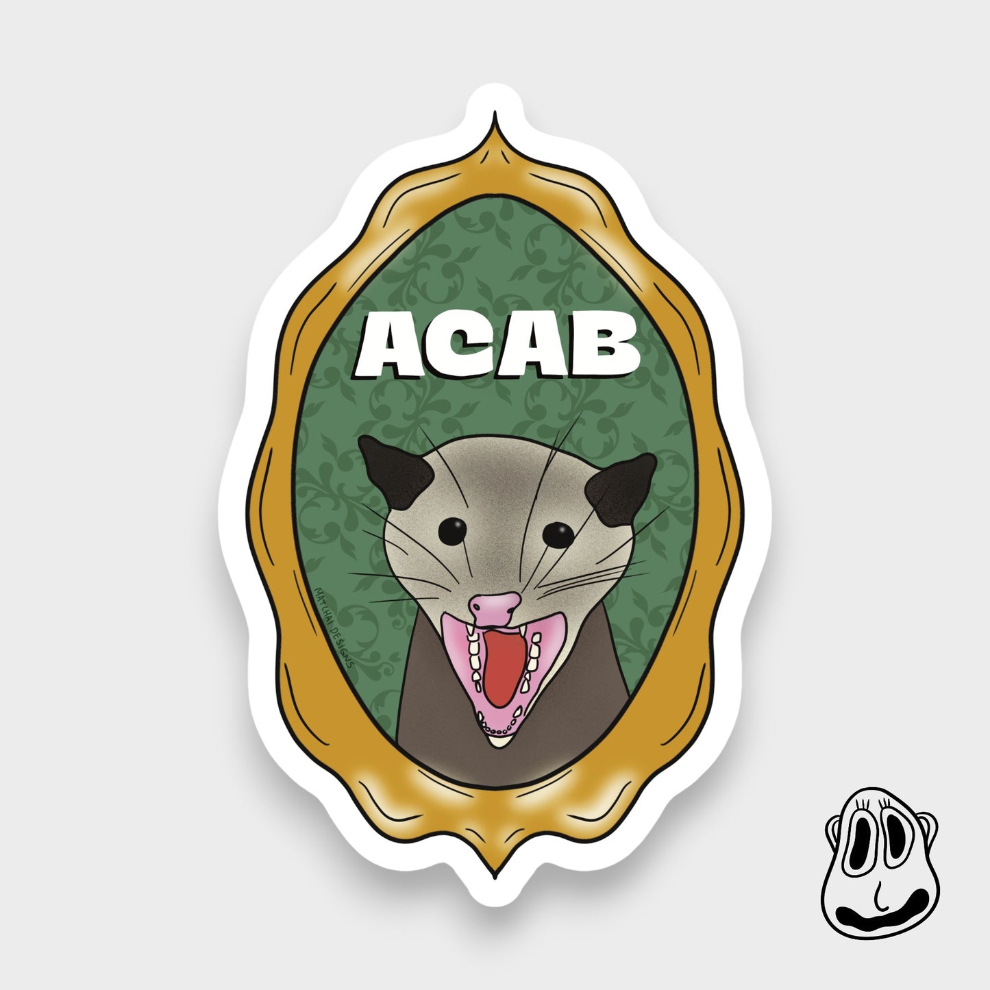 Possum Says ACAB Sticker | Handmade Original Art Waterproof Vinyl Sticker