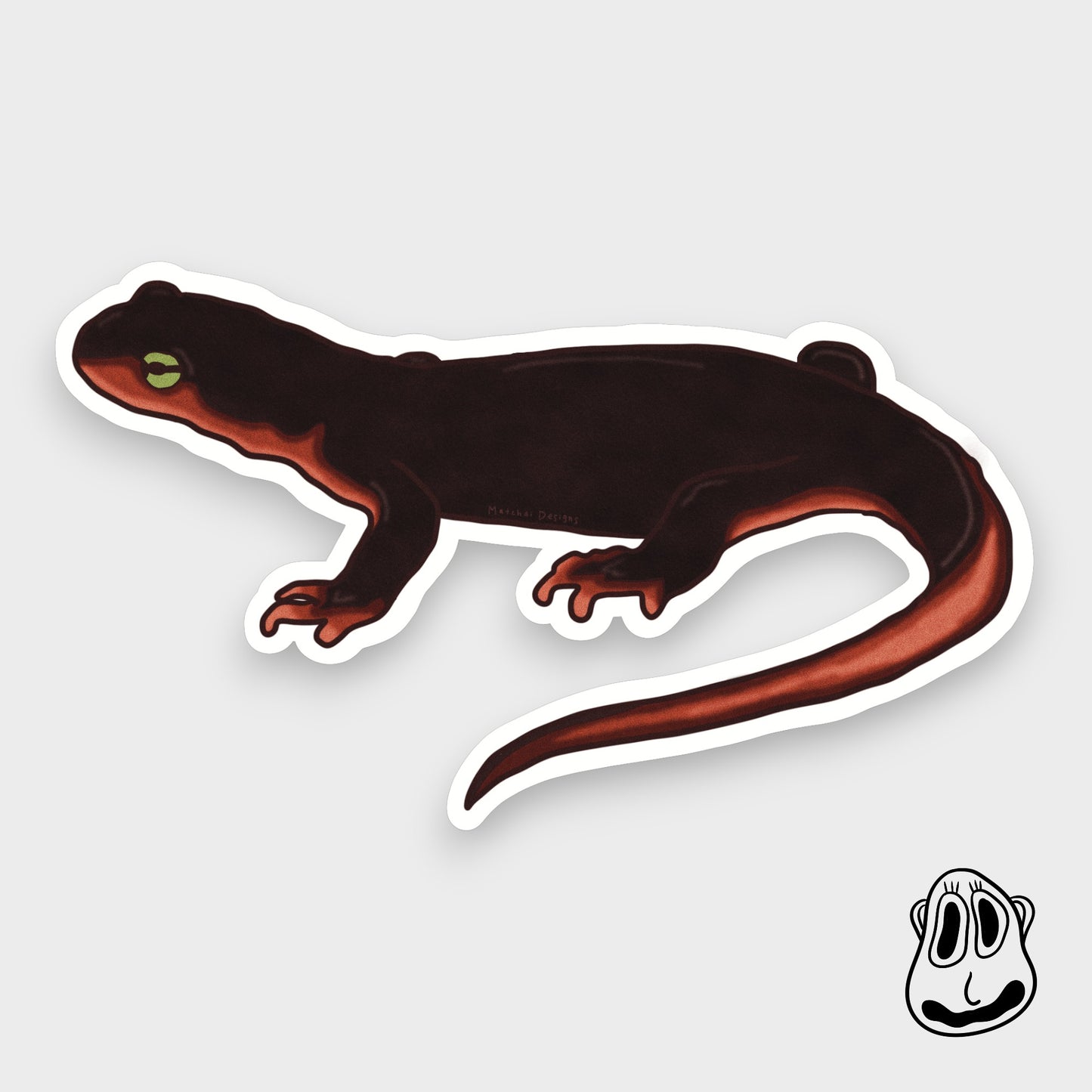Rough Skinned Newt Sticker | Handmade Original Art Waterproof Vinyl Sticker
