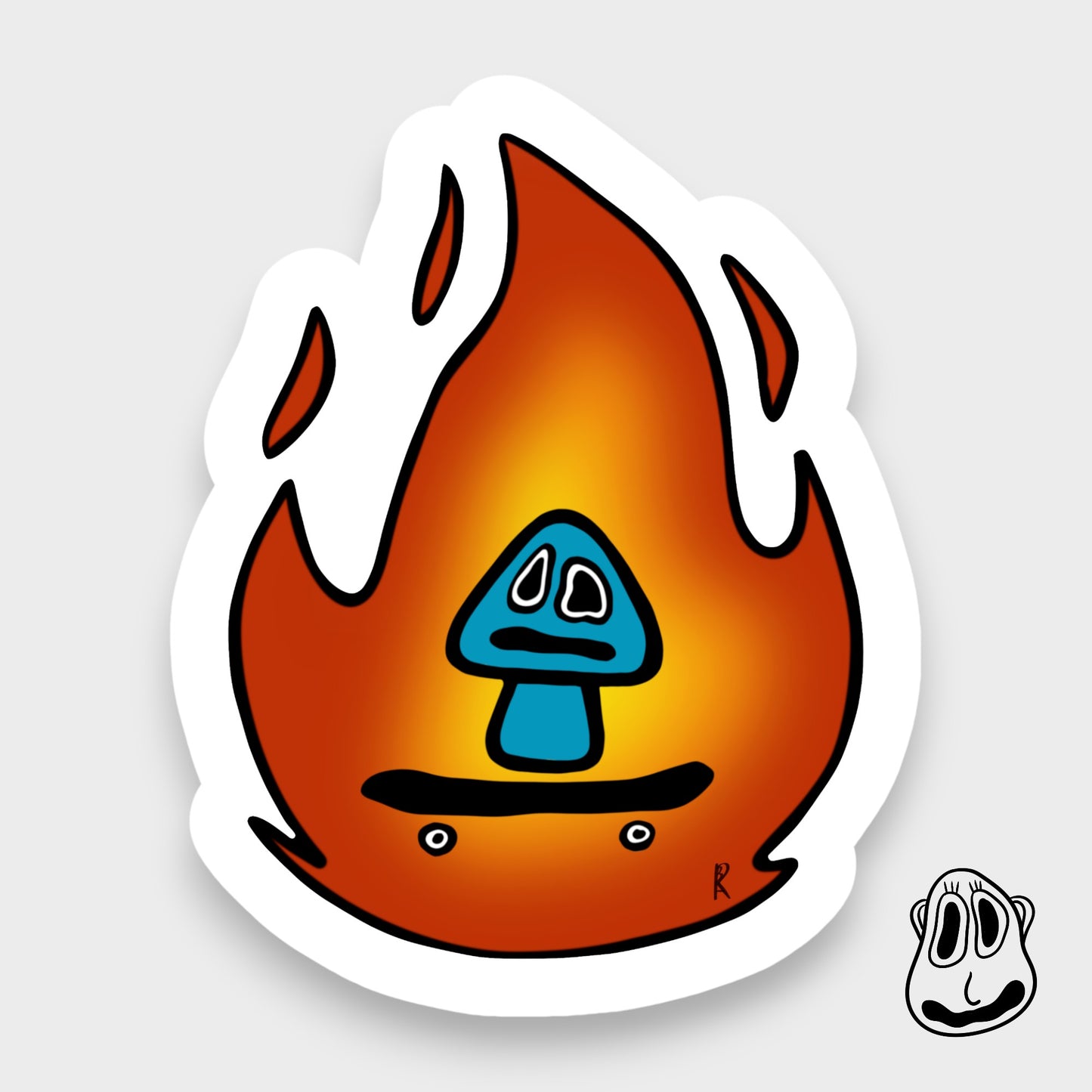 Blazing Mushroom Sticker | Handmade Original Art Waterproof Vinyl Sticker