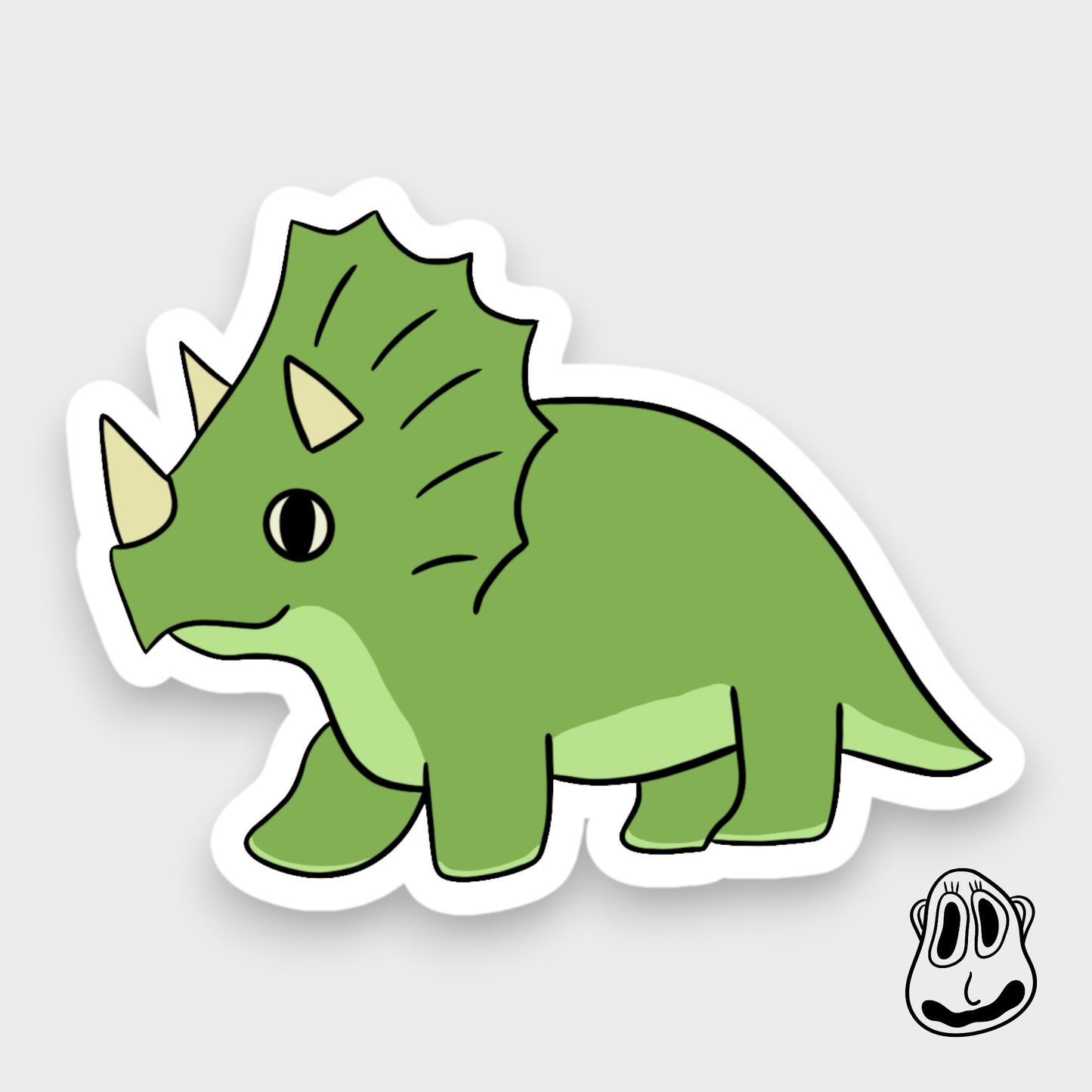 Green Dinosaur Sticker | Handmade Original Art Waterproof Vinyl Sticker