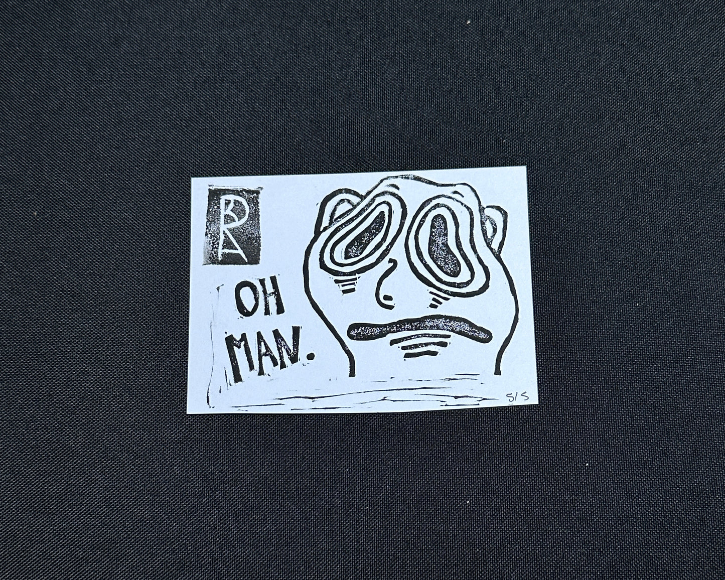 "Oh Man" Mini Lino Print