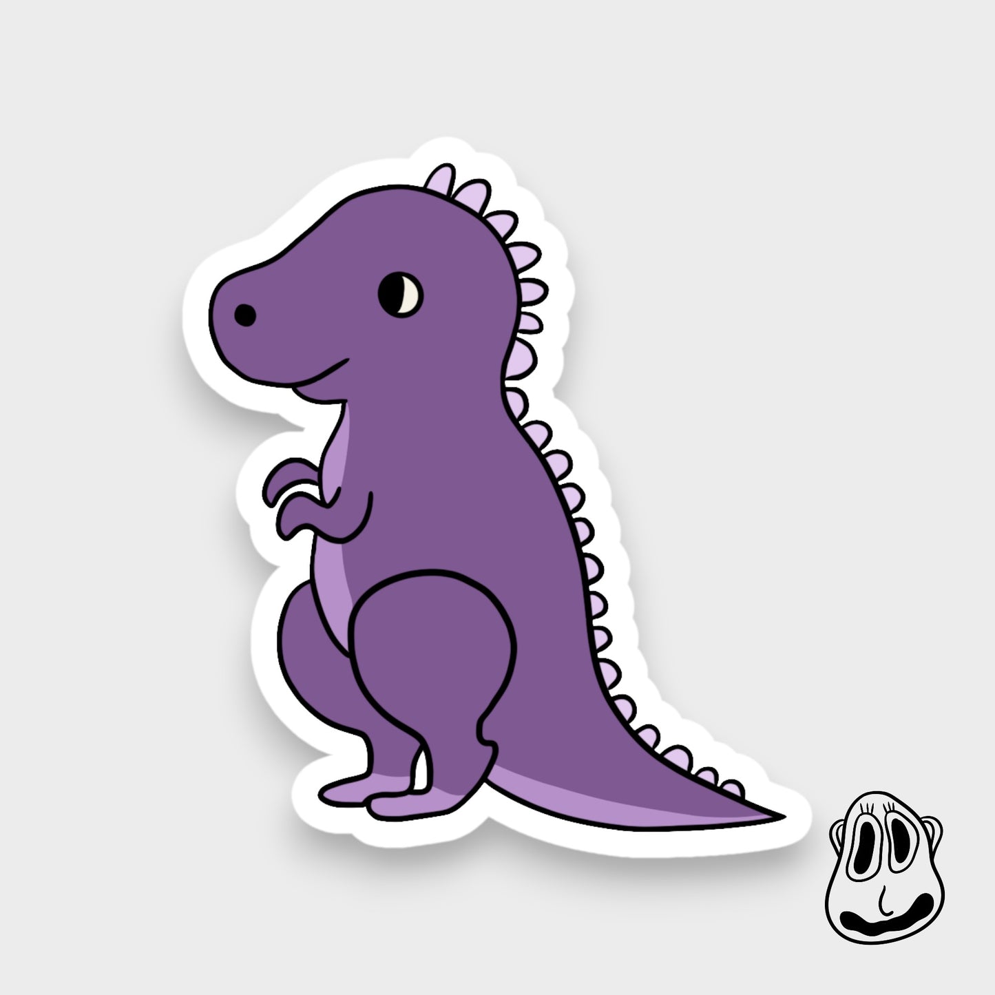 Purple Dinosaur Sticker | Handmade Original Art Waterproof Vinyl Sticker