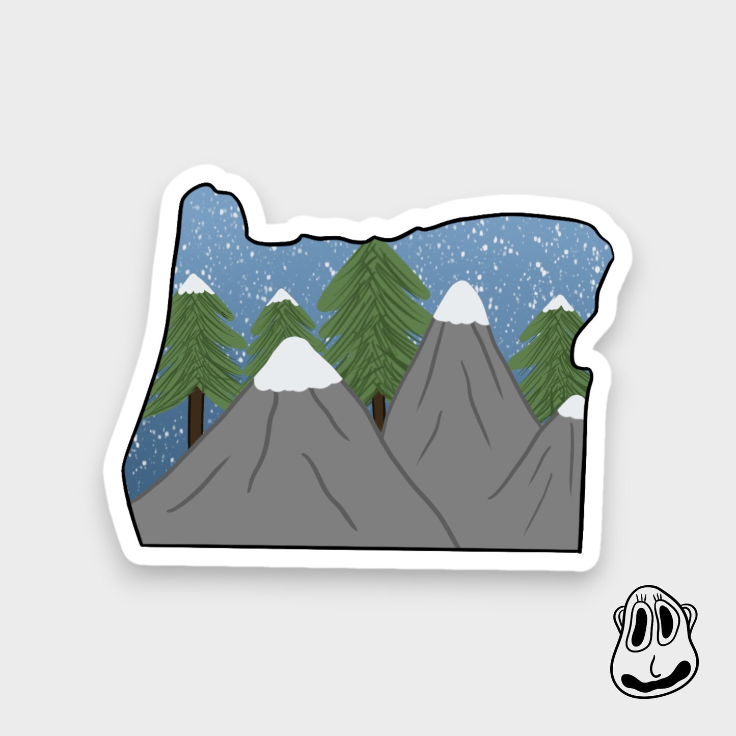 Snowy Oregon Sticker | Handmade Original Art Waterproof Vinyl Sticker