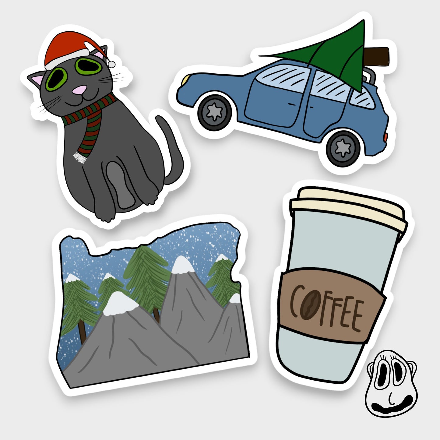 Holiday Cheer Sticker Pack | Handmade Original Art Waterproof Vinyl Sticker
