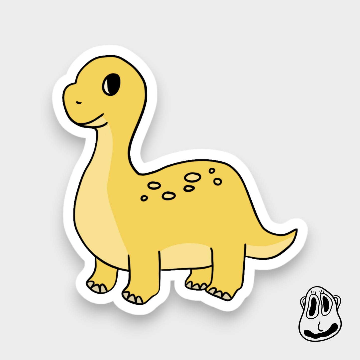 Yellow Dinosaur Sticker | Handmade Original Art Waterproof Vinyl Sticker