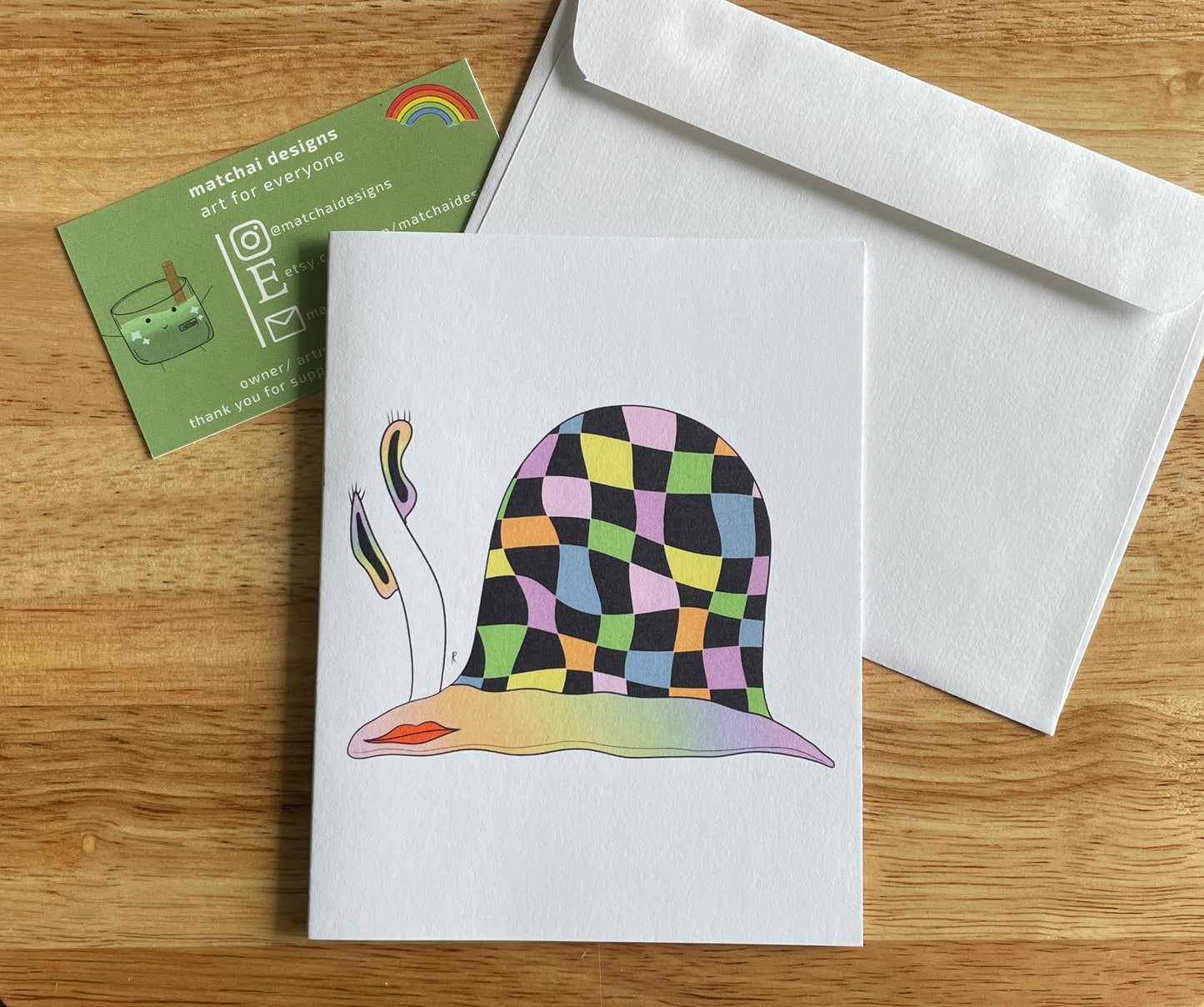 Checkerboard Snail Greeting Card