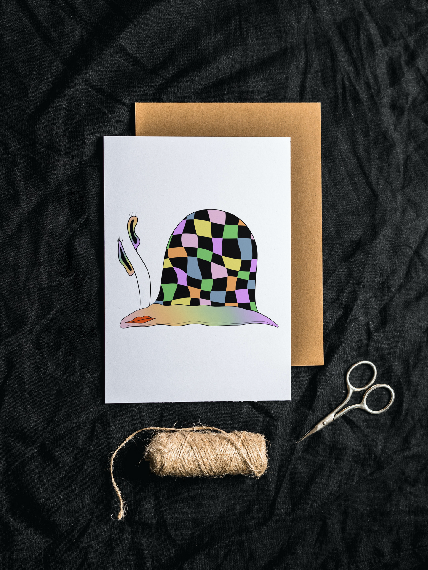 Checkerboard Snail Postcard
