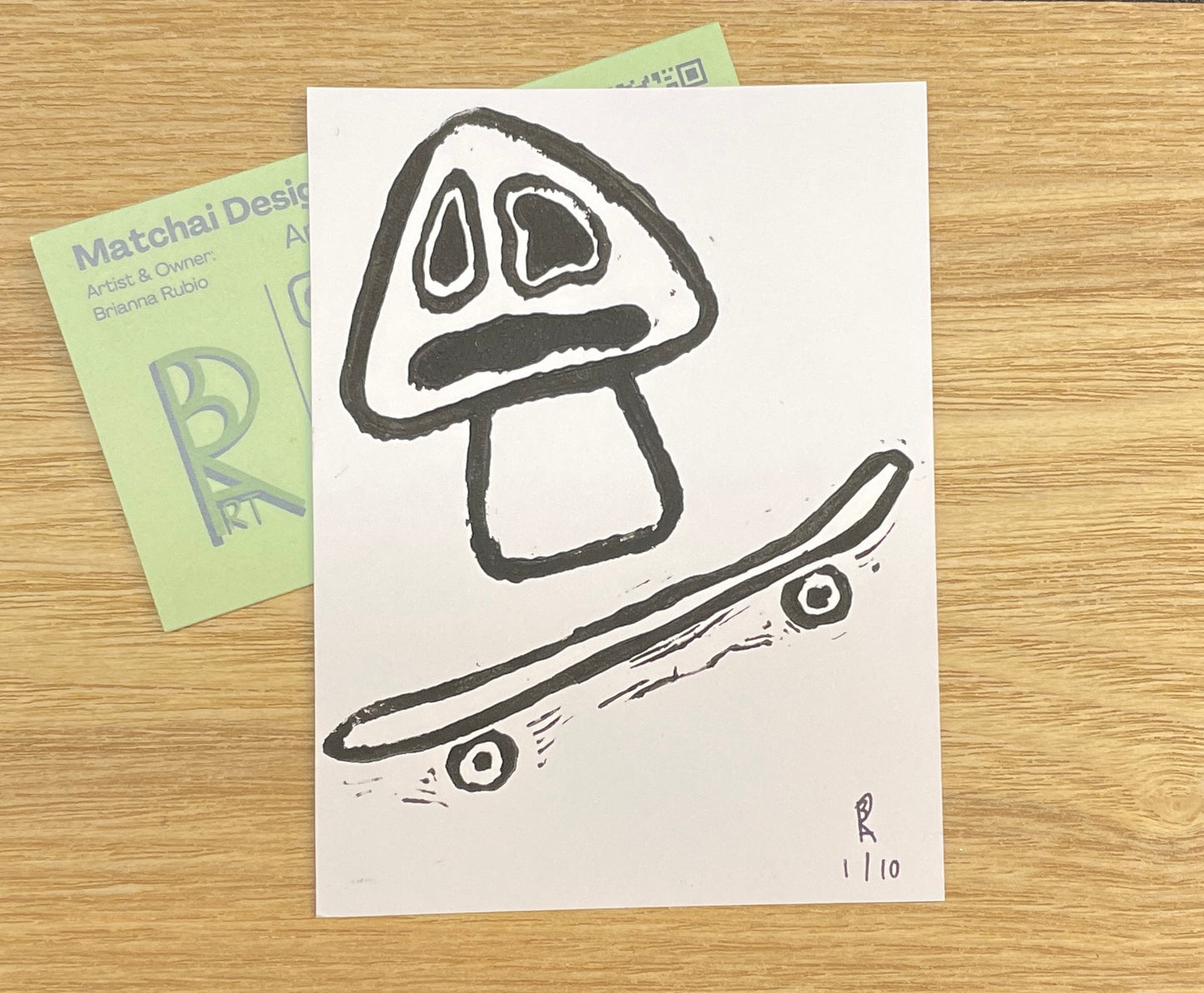 "Just Skating By" Mini Lino Print