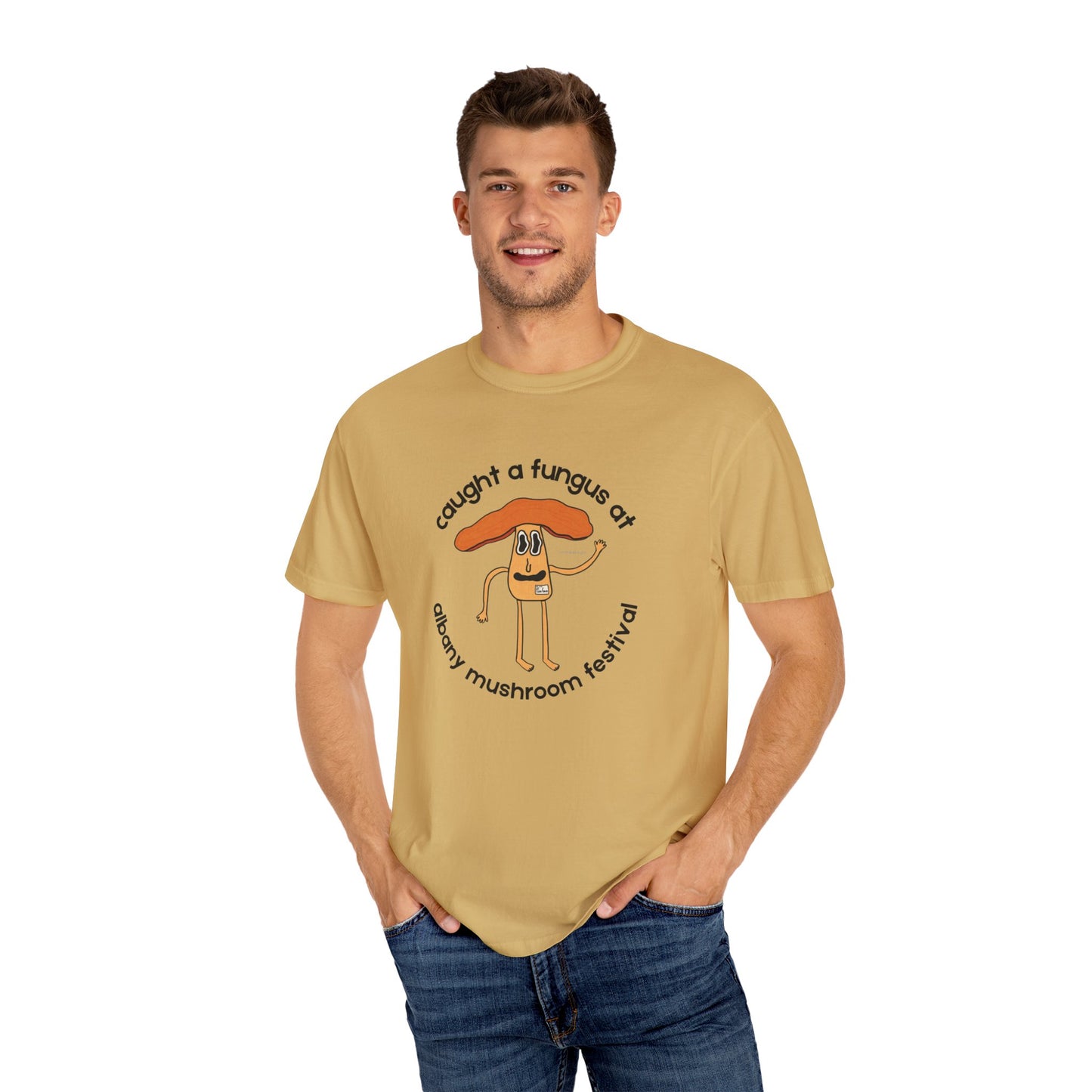 Fun Gus - "Caught a Fungus At Albany Mushroom Festival T-Shirt | Mushroom Festival Graphic Tee - Caught a Fungus Design, Unisex Top, Fall Fashion, Nature Lover Gift, Foraging, Fungi Lover