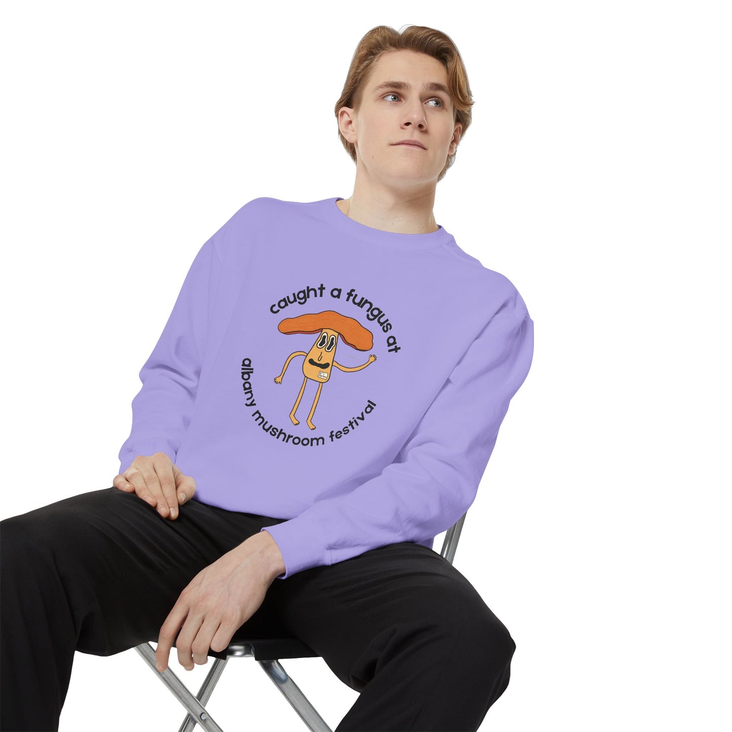 Fun Gus Crewneck - "Caught a Fungus At Albany Mushroom Festival" | Mushroom Festival Sweatshirt - Caught a Fungus Design, Unisex Cozy Top, Fall Fashion, Nature Lover Gift, Foraging, Fungi Lover