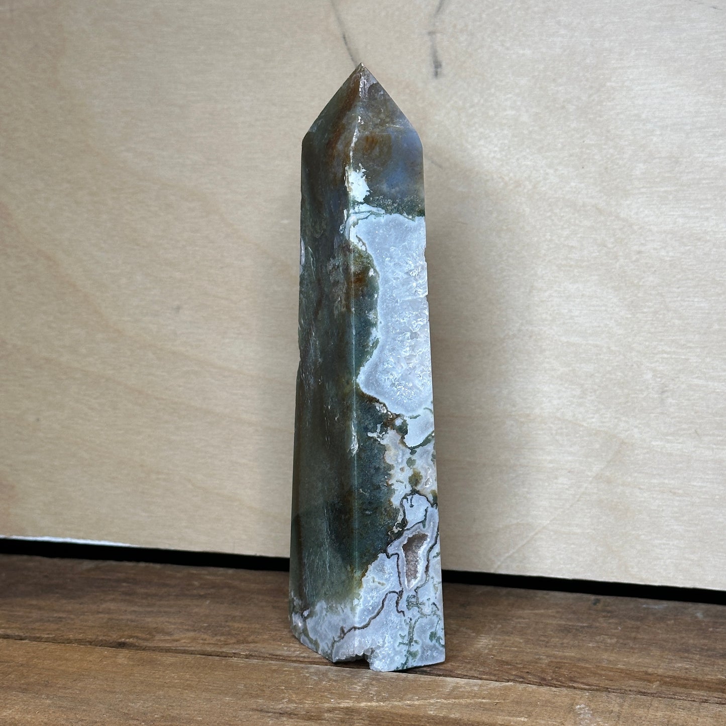 Moss Agate Tower (B) | Polished Crystal Tower