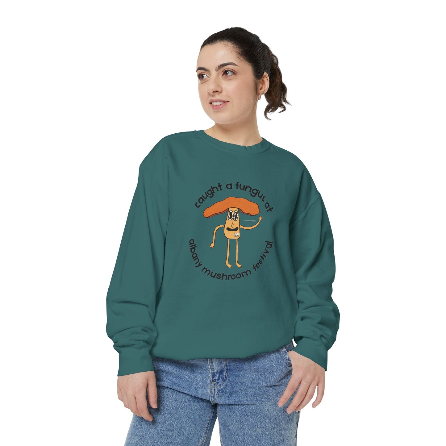 Fun Gus Crewneck - "Caught a Fungus At Albany Mushroom Festival" | Mushroom Festival Sweatshirt - Caught a Fungus Design, Unisex Cozy Top, Fall Fashion, Nature Lover Gift, Foraging, Fungi Lover