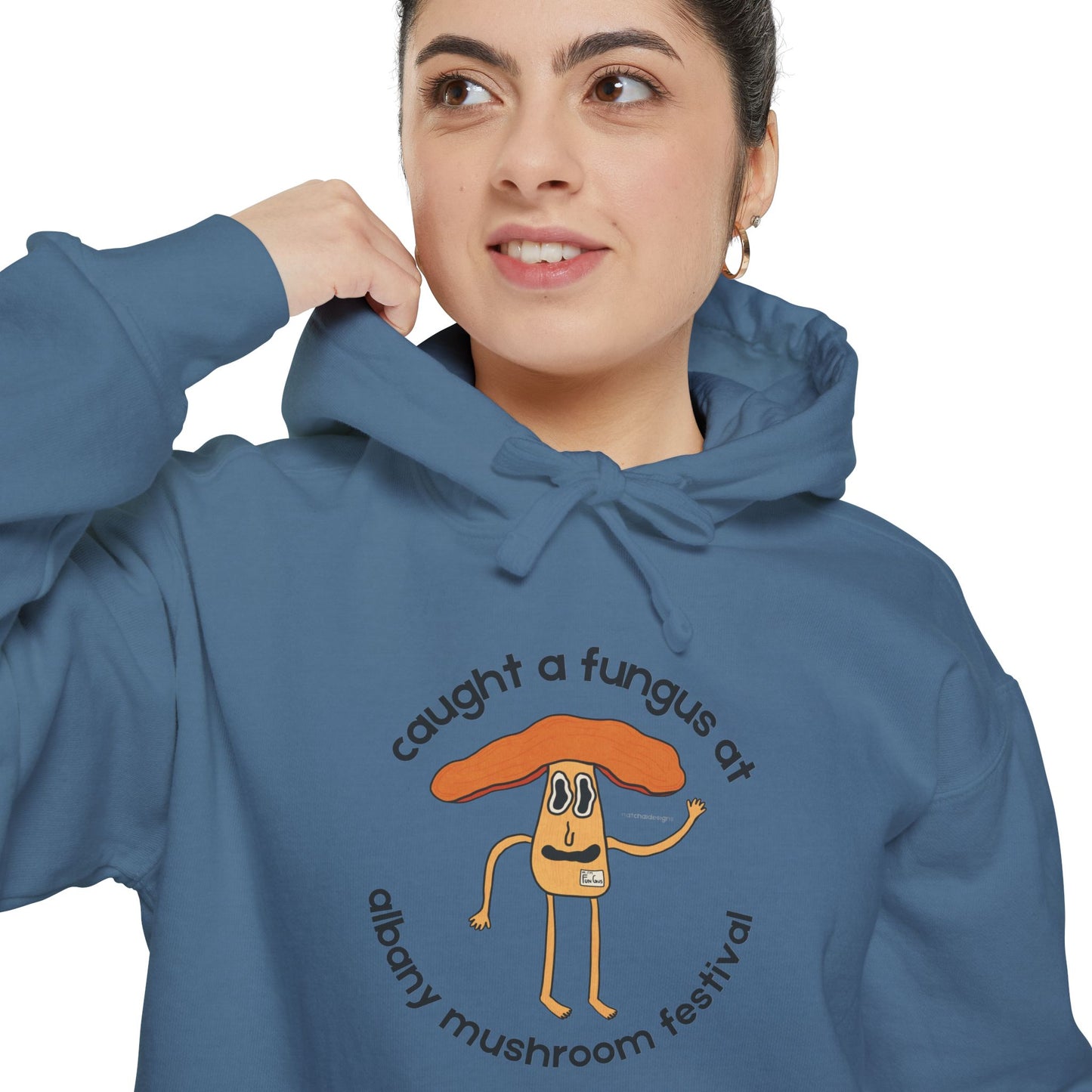 Fun Gus - "Caught a Fungus At Albany Mushroom Festival Hoodie |Mushroom Festival Sweatshirt - Caught a Fungus Design, Unisex Cozy Top, Fall Fashion, Nature Lover Gift, Foraging, Fungi Lover