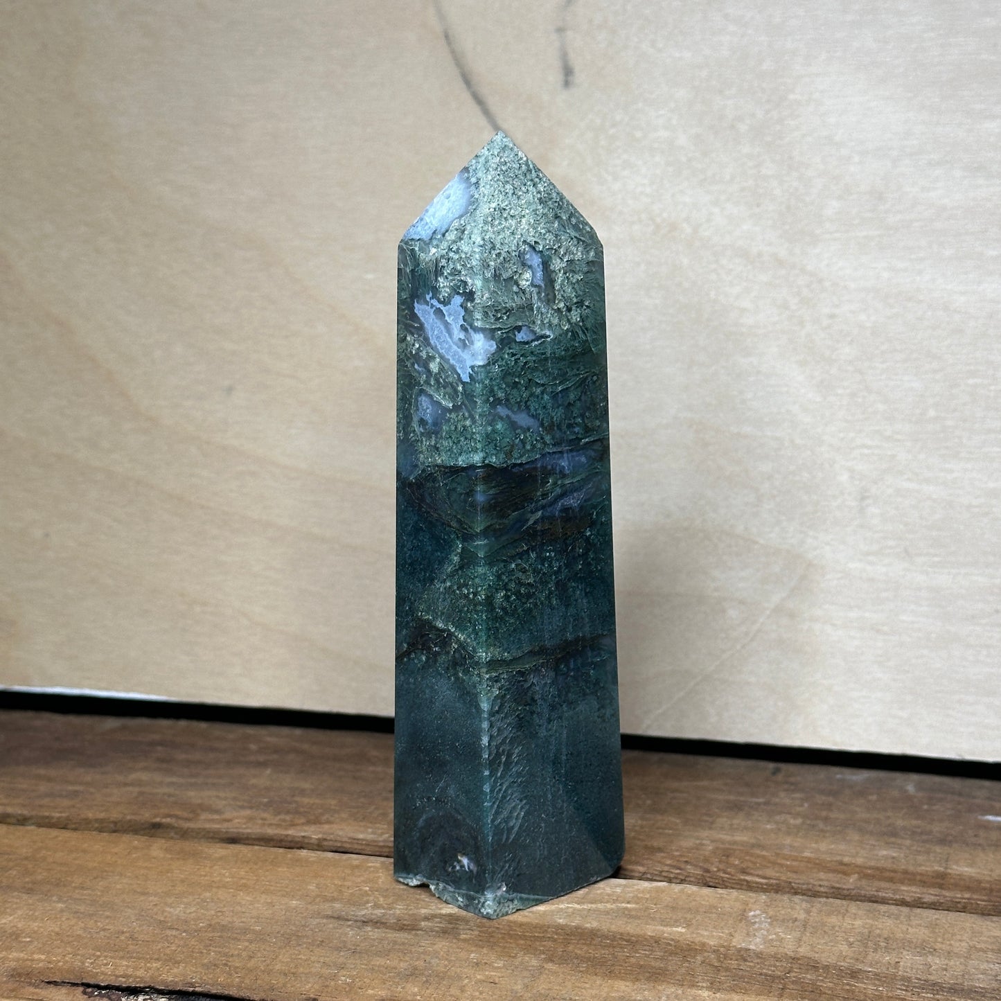 Moss Agate Tower (G) | Polished Crystal Tower