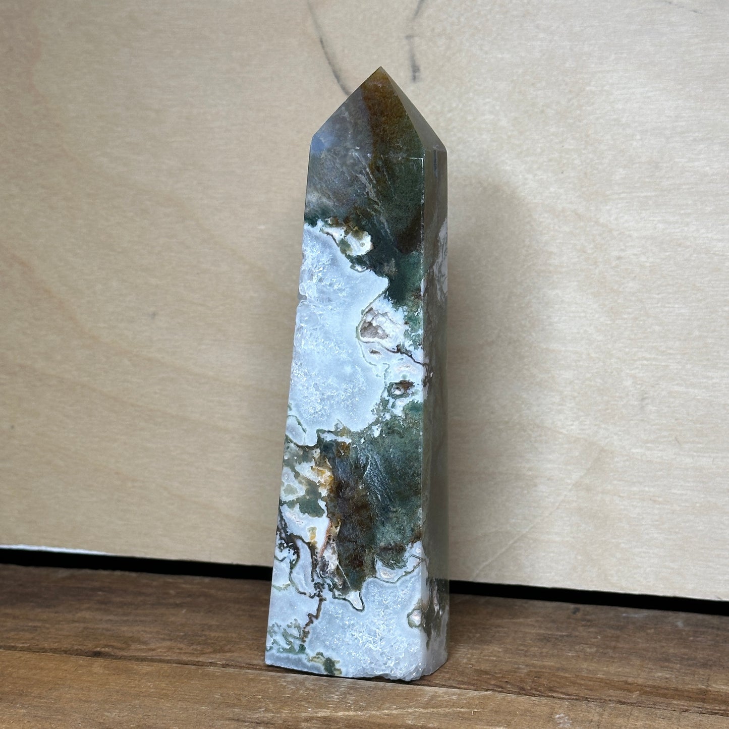 Moss Agate Tower (B) | Polished Crystal Tower