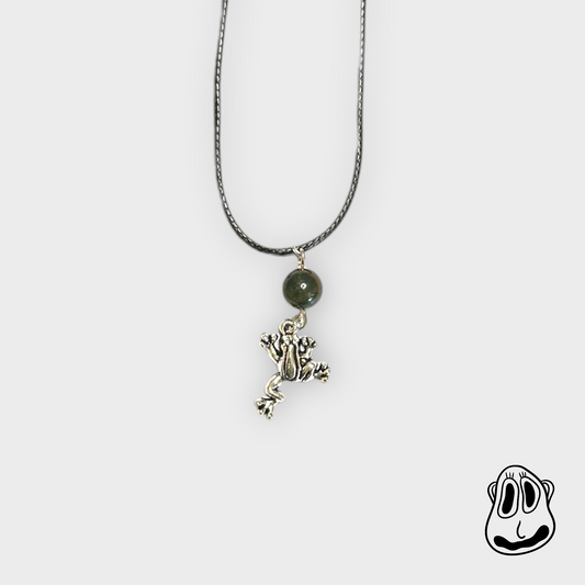 Ocean Jasper Frog Necklace | Clasp Cord Necklace