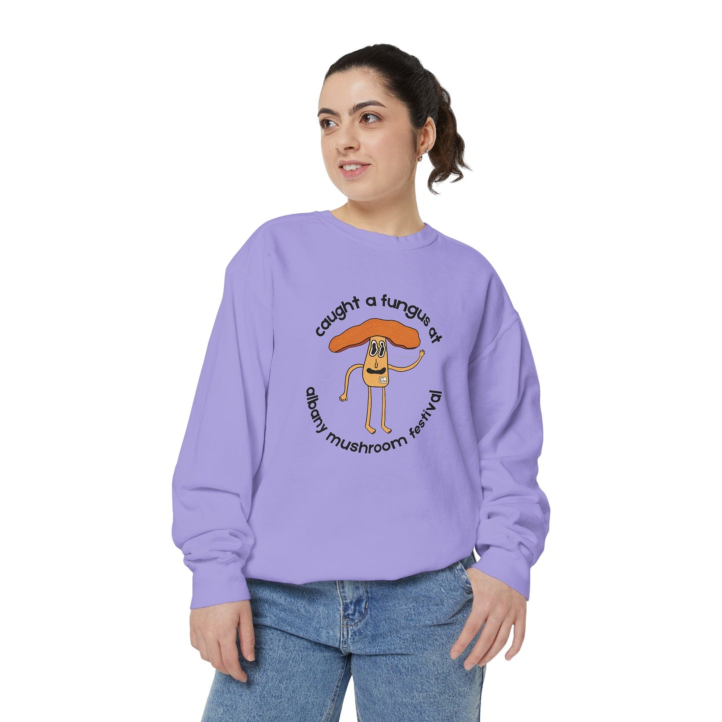 Fun Gus Crewneck - "Caught a Fungus At Albany Mushroom Festival" | Mushroom Festival Sweatshirt - Caught a Fungus Design, Unisex Cozy Top, Fall Fashion, Nature Lover Gift, Foraging, Fungi Lover