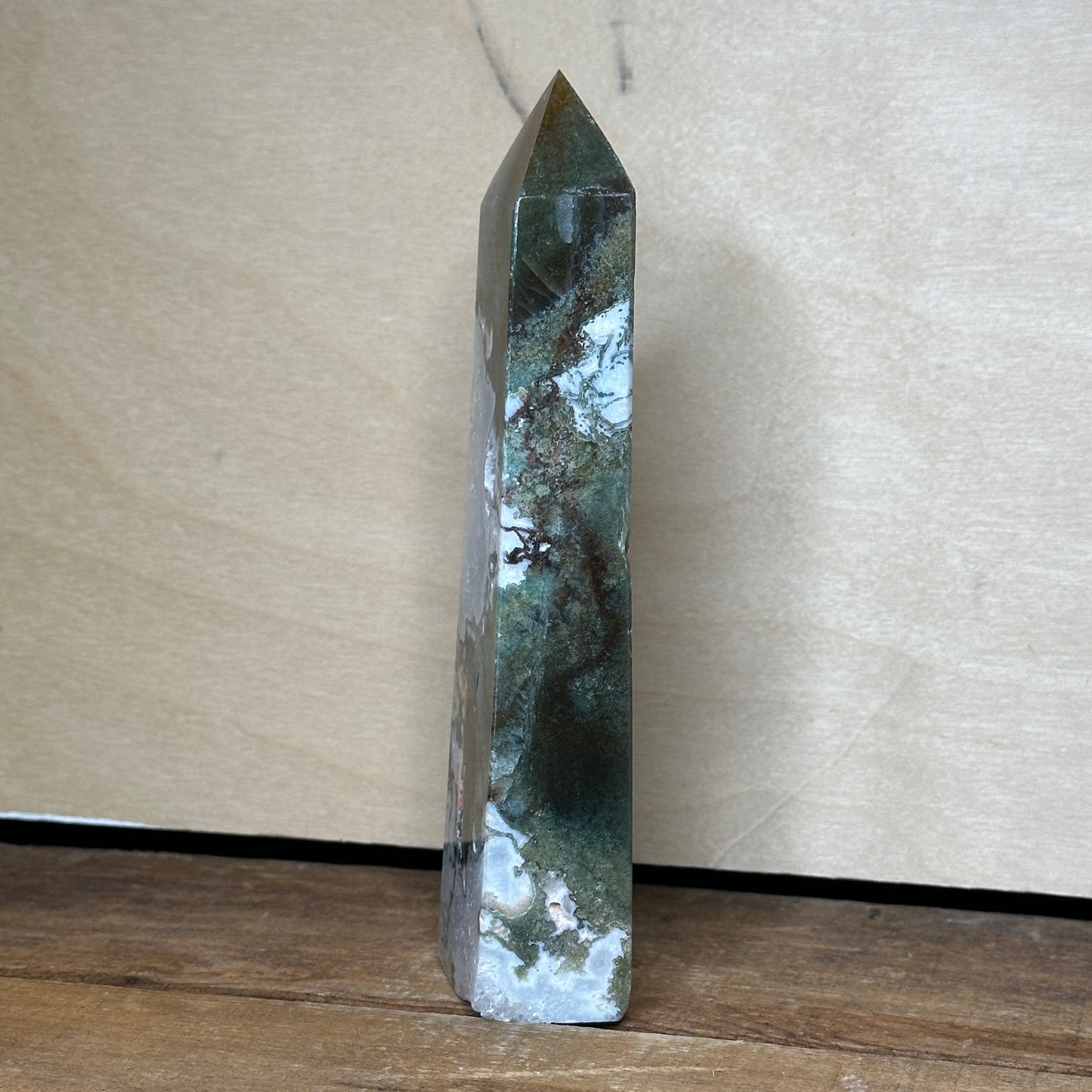 Moss Agate Tower (B) | Polished Crystal Tower