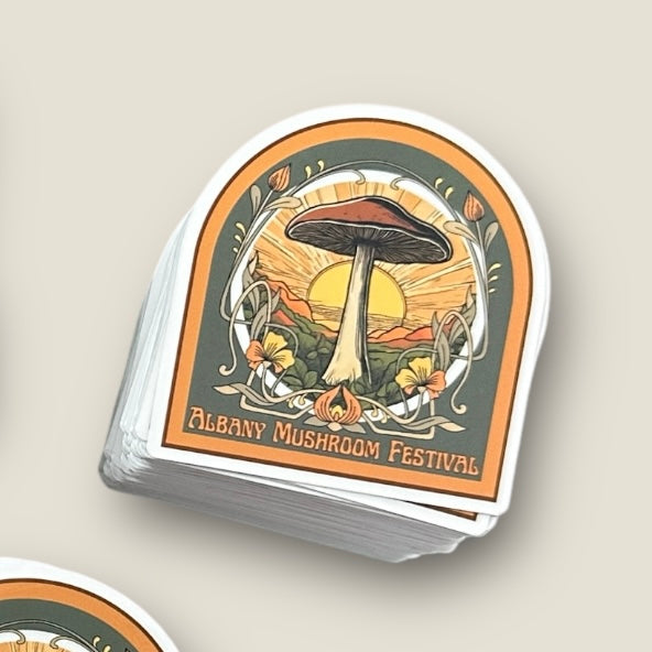 Albany Mushroom Festival Limited Edition Stickers | Handmade Original Art Waterproof Vinyl Sticker