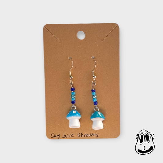 Sky Blue Shrooms Earrings | Handmade Jewelry