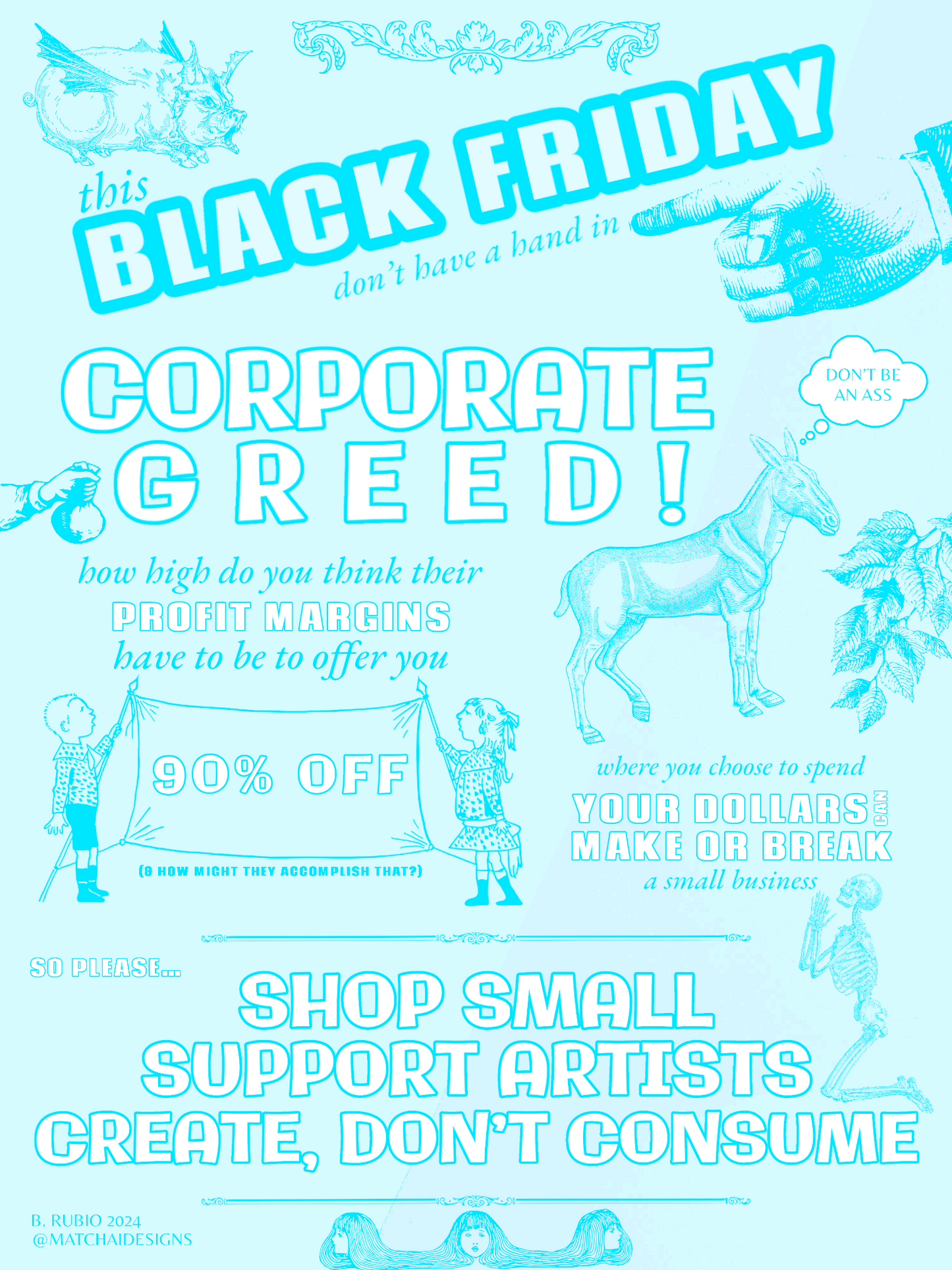 "Don't Have a Hand in Corporate Greed" Poster Digital Download