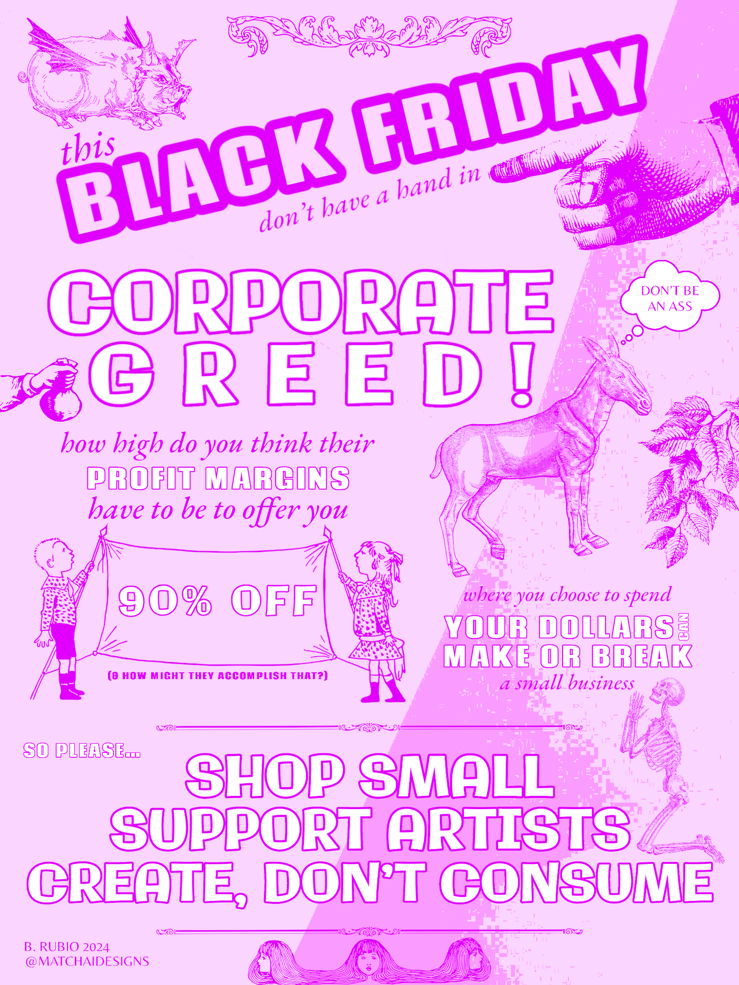 "Don't Have a Hand in Corporate Greed" Poster Digital Download