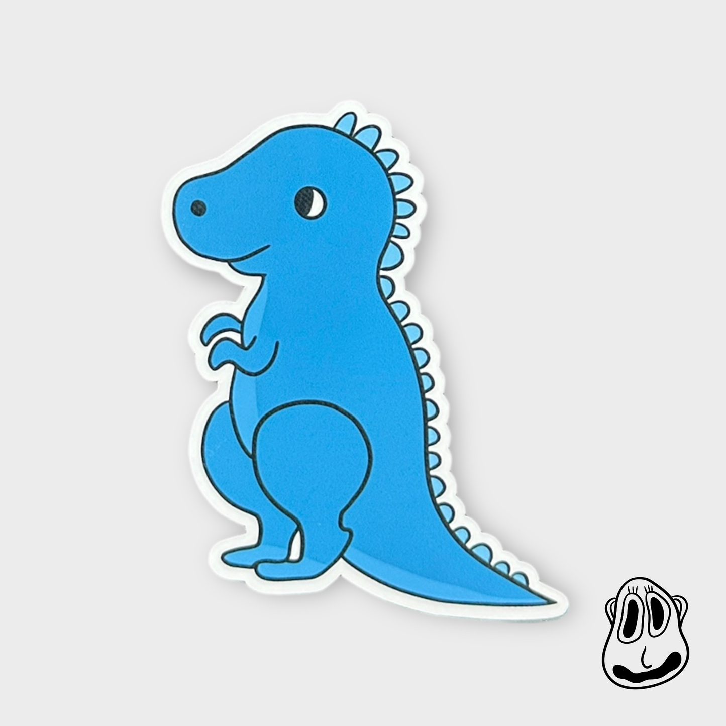 Blue Dinosaur Sticker | Handmade Original Art Waterproof Vinyl Sticker