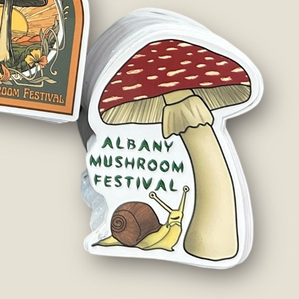 Albany Mushroom Festival Limited Edition Stickers | Handmade Original Art Waterproof Vinyl Sticker