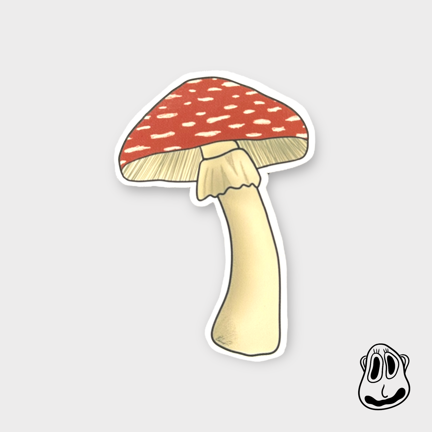 Classic Mushroom Sticker | Handmade Original Art Waterproof Vinyl Sticker