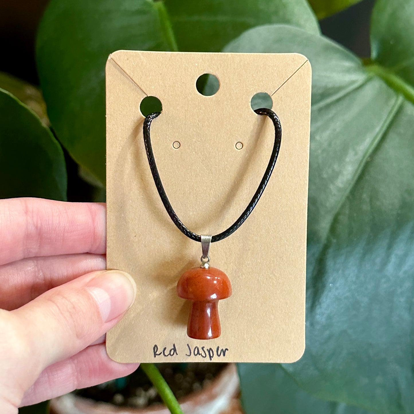 Mushroom Crystal Necklace | Natural Crystal Pendant, Unique Handmade Jewelry