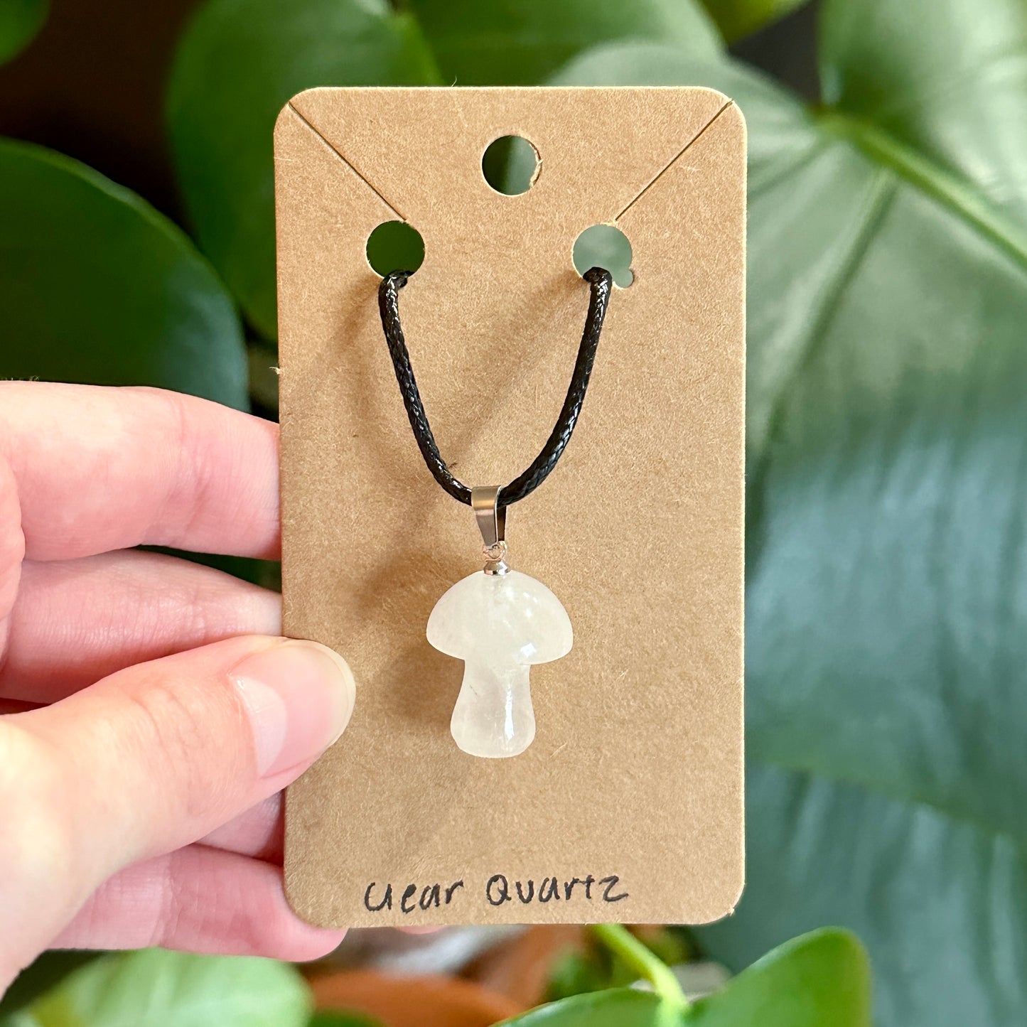 Mushroom Crystal Necklace | Natural Crystal Pendant, Unique Handmade Jewelry