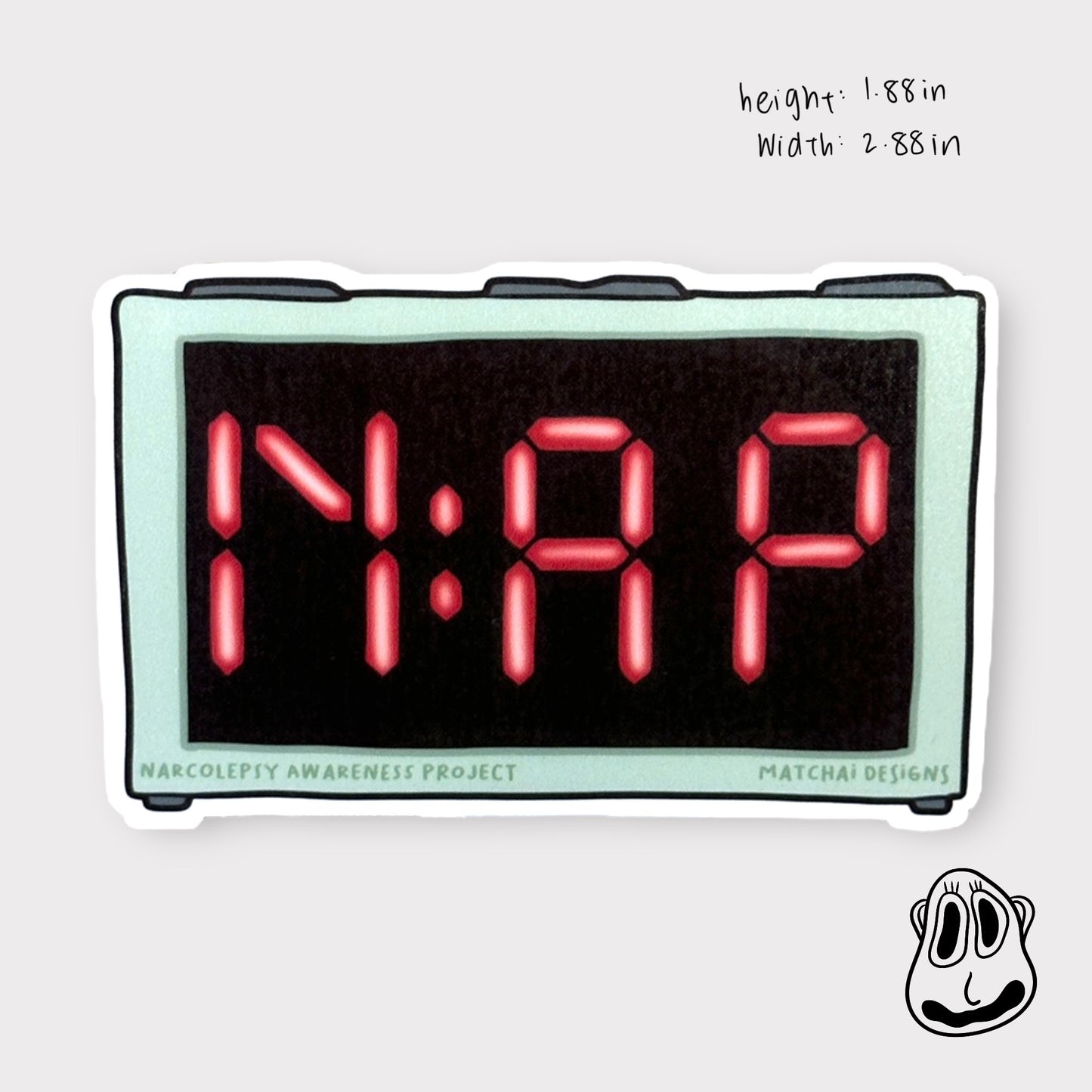 Nap Digital Clock Sticker | Handmade Original Art Waterproof Vinyl Sticker