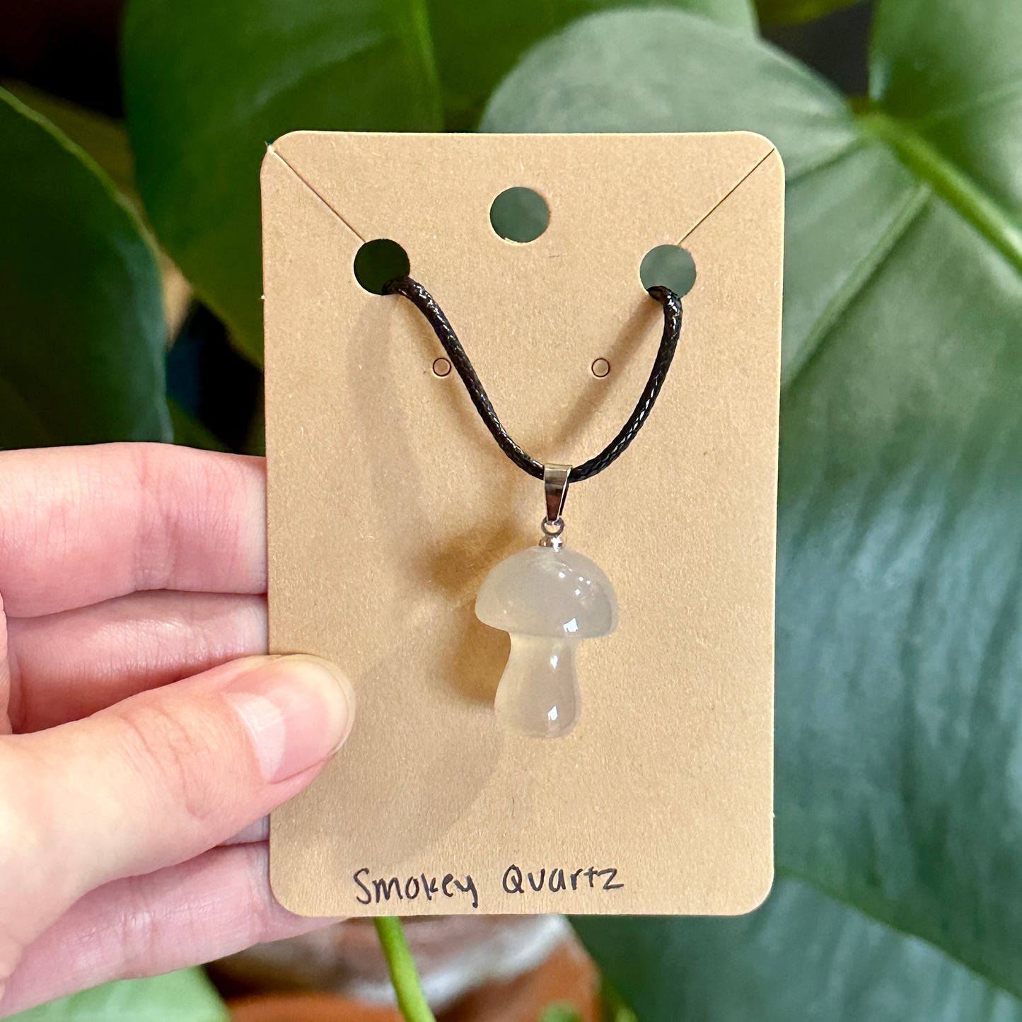 Mushroom Crystal Necklace | Natural Crystal Pendant, Unique Handmade Jewelry