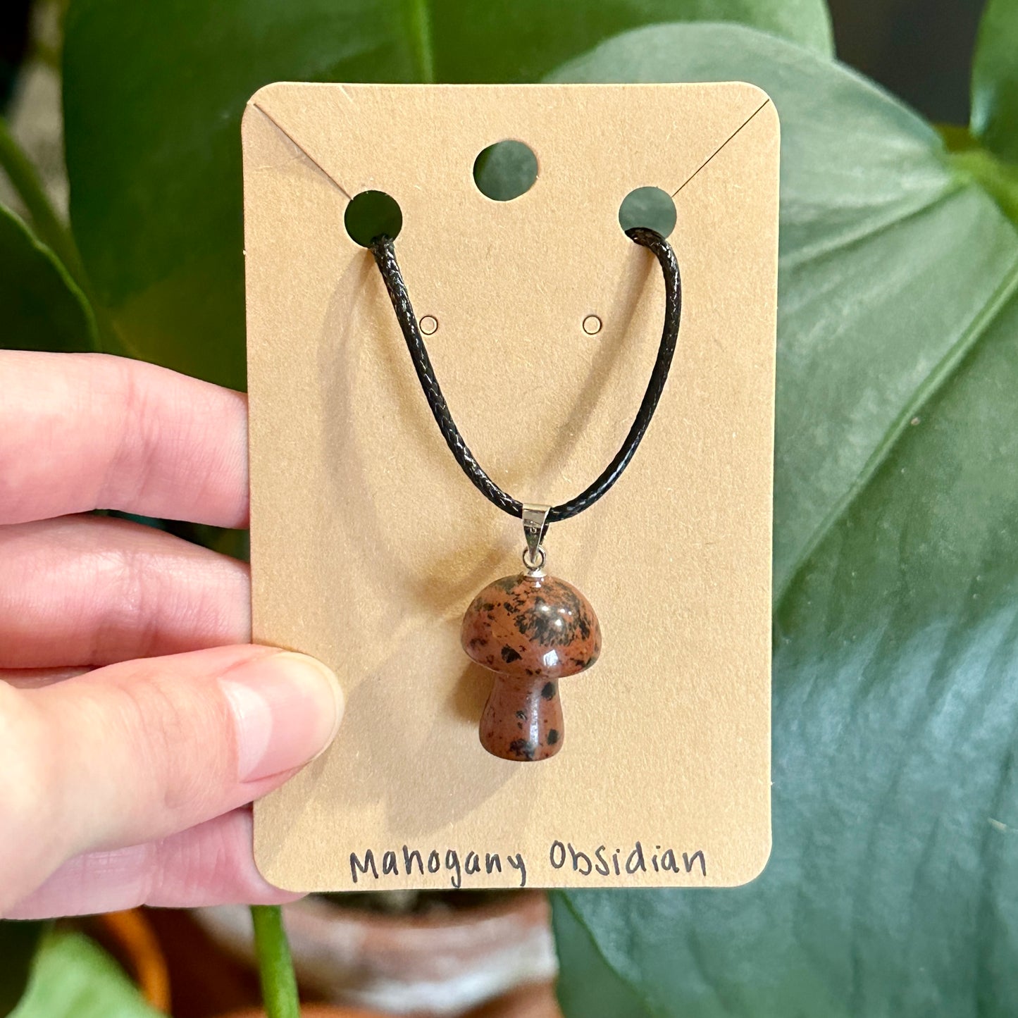 Mushroom Crystal Necklace | Natural Crystal Pendant, Unique Handmade Jewelry