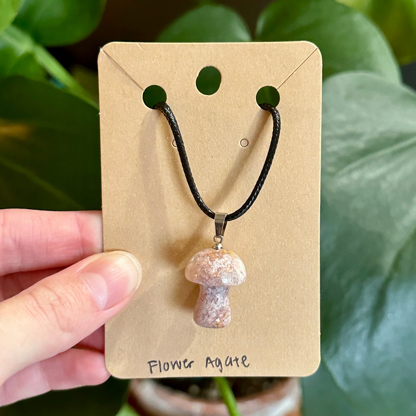 Mushroom Crystal Necklace | Natural Crystal Pendant, Unique Handmade Jewelry