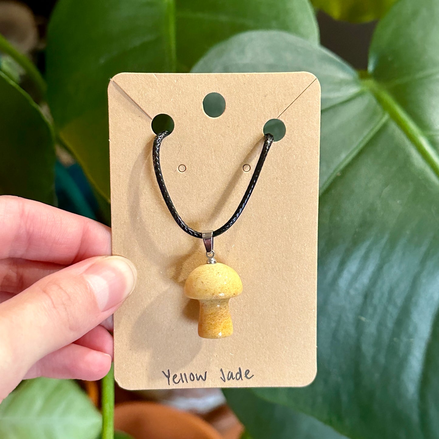 Mushroom Crystal Necklace | Natural Crystal Pendant, Unique Handmade Jewelry