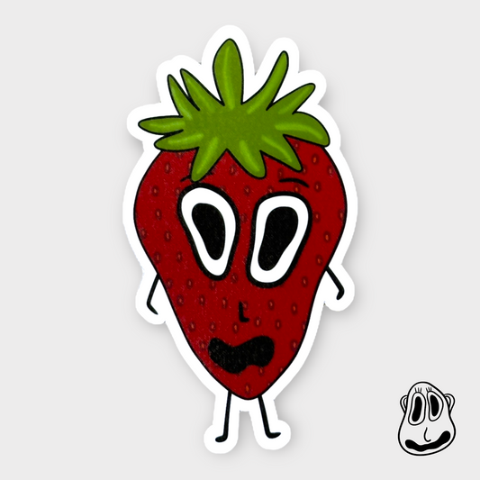 Strong Strawberry Sticker | Handmade Original Art Waterproof Vinyl Sticker