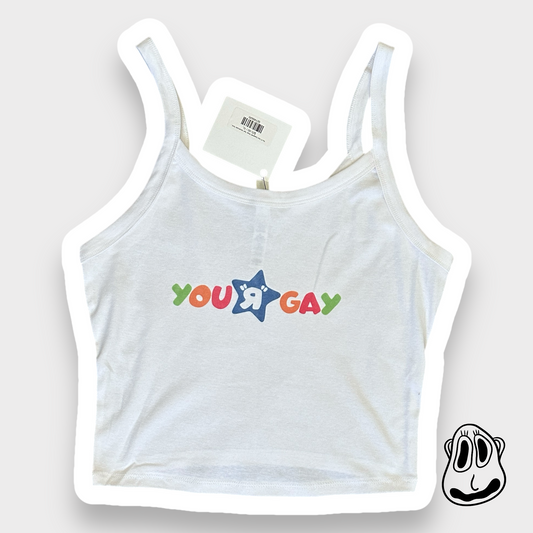 You R Gay Spaghetti Strap Top| Handmade Tank, LGBTQ+ Nostalgia Art