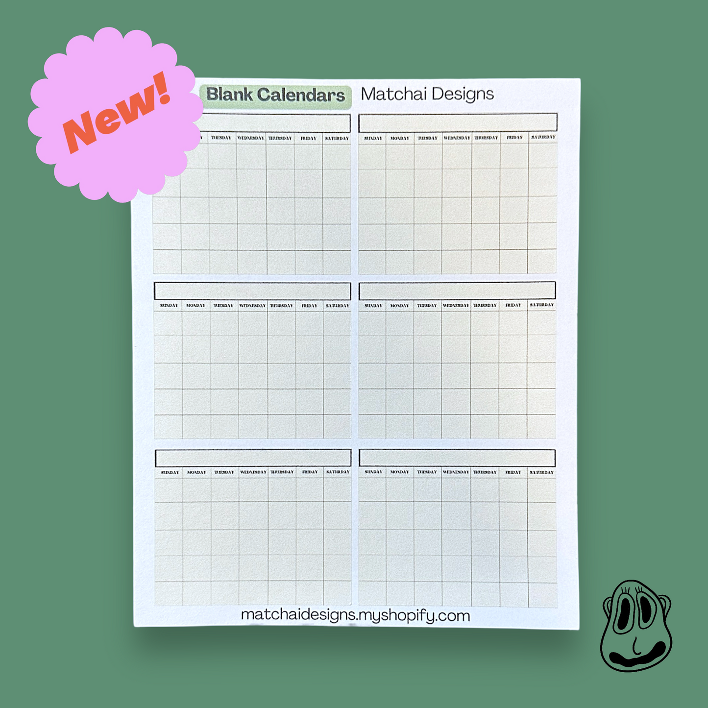 Blank Calendar Sticker Sheet | Bullet Journaling, Paper Stickers, Yearly & Monthly Tracking